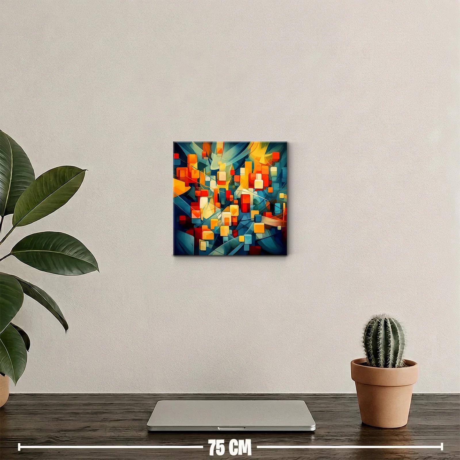 Cuadro abstracto con formas geométricas y colores vibrantes — miniatura 2