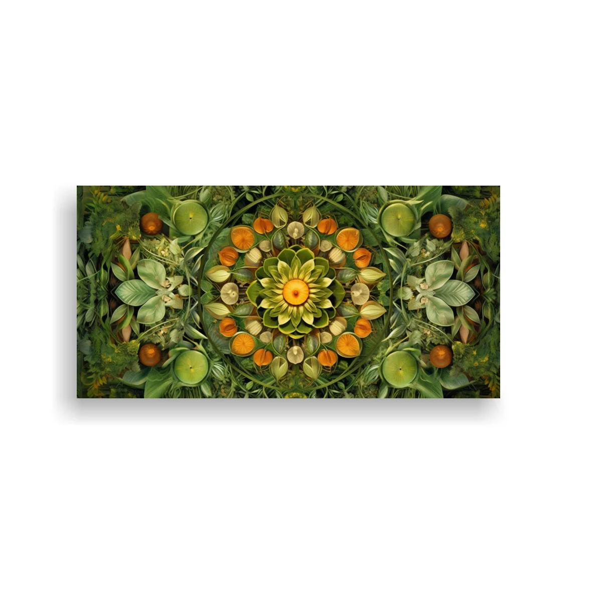 Cuadro mandala floral con cítricos y capas concéntricas