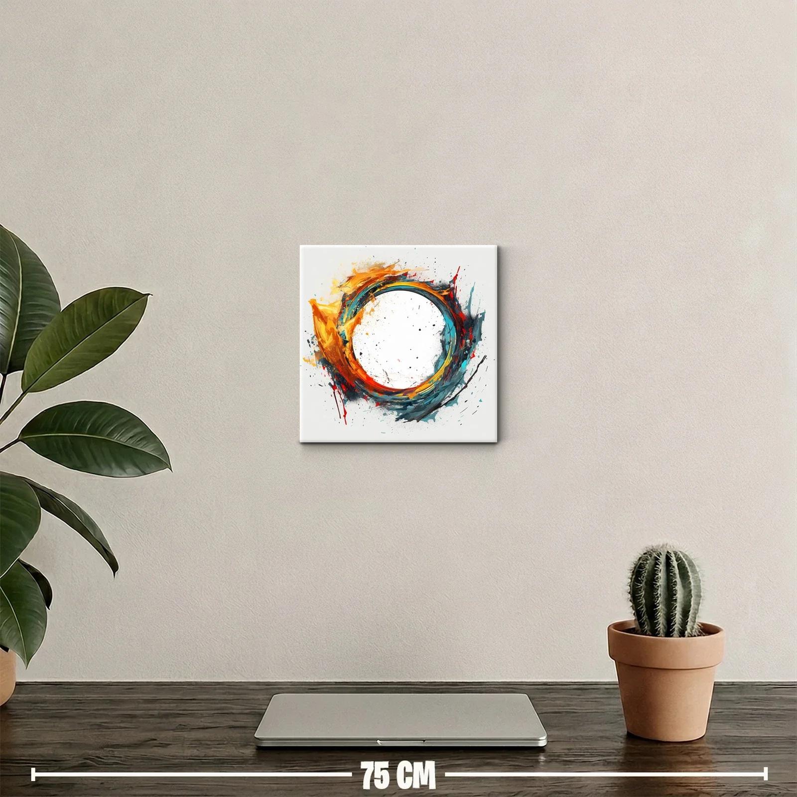 Cuadro abstracto con círculo dinámico en tonos vivos — miniatura 2