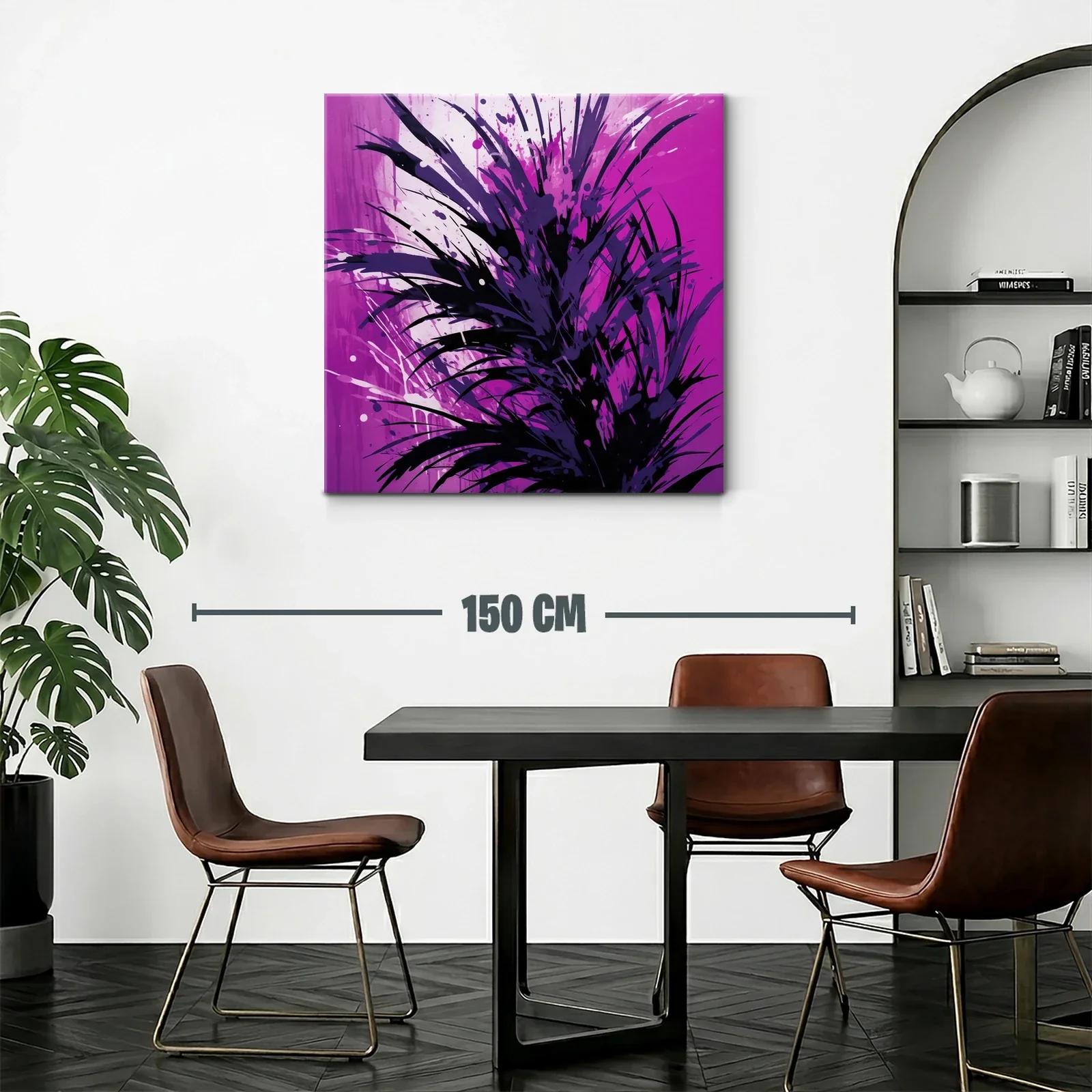 Cuadro abstracto con explosión de tonos morados y negros — miniatura 2