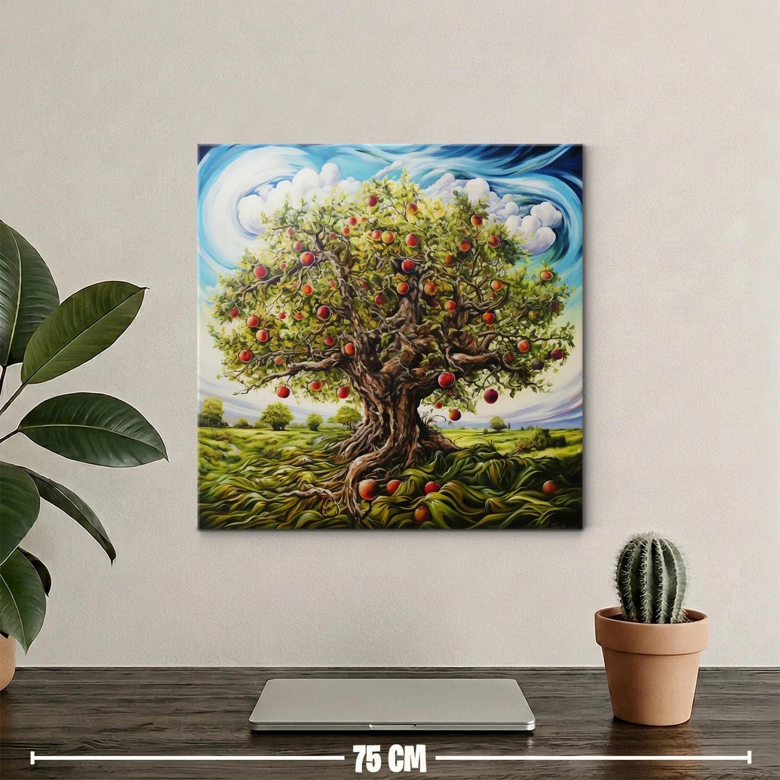 Árbol frutal exuberante con manzanas rojas maduras — miniatura 2