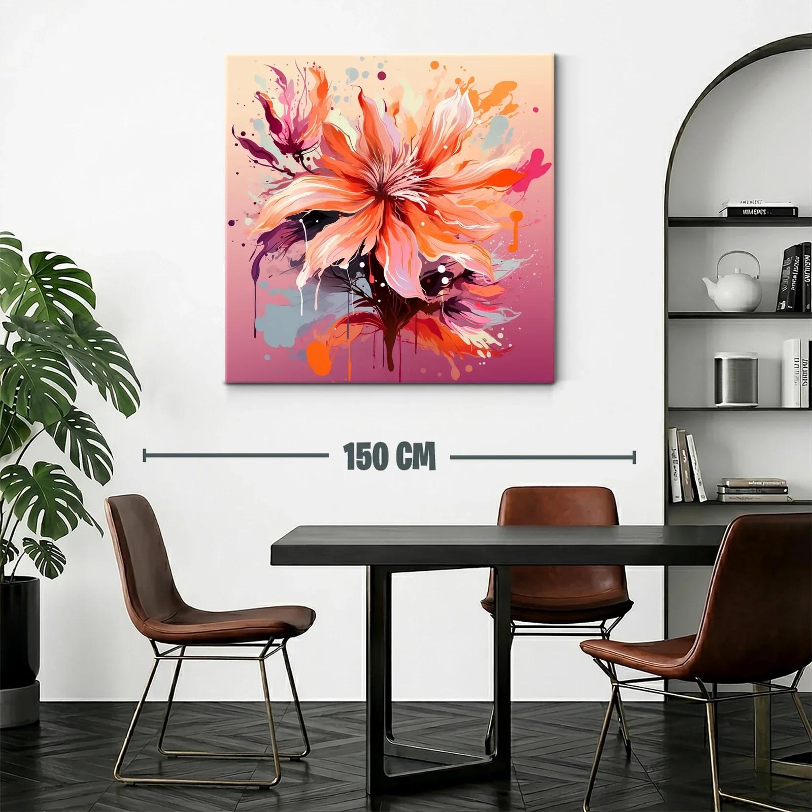 Cuadro floral vibrante con tonos cálidos y modernos — miniatura 2