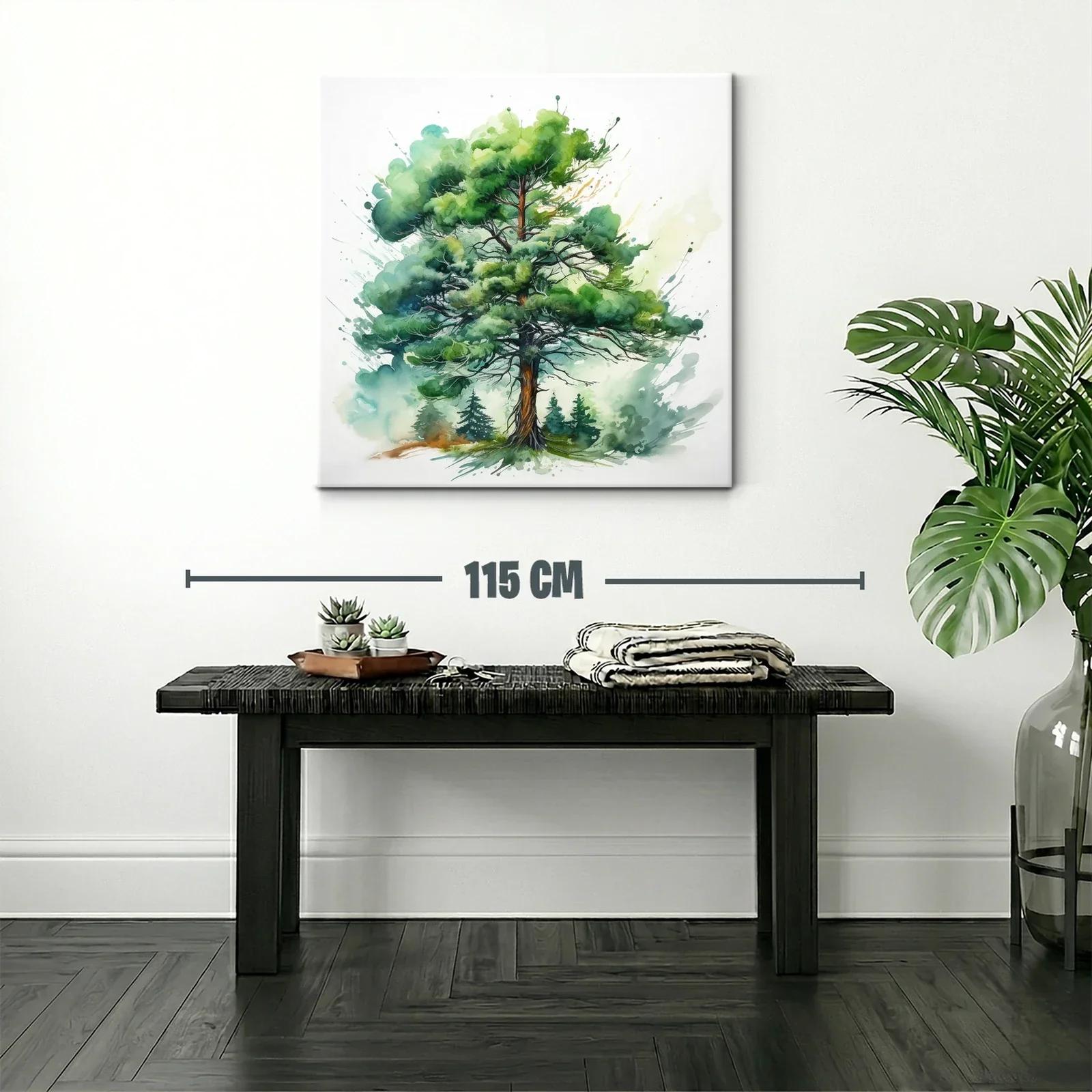 Elegante cuadro con árbol frondoso en tonos verdes vivos — miniatura 2