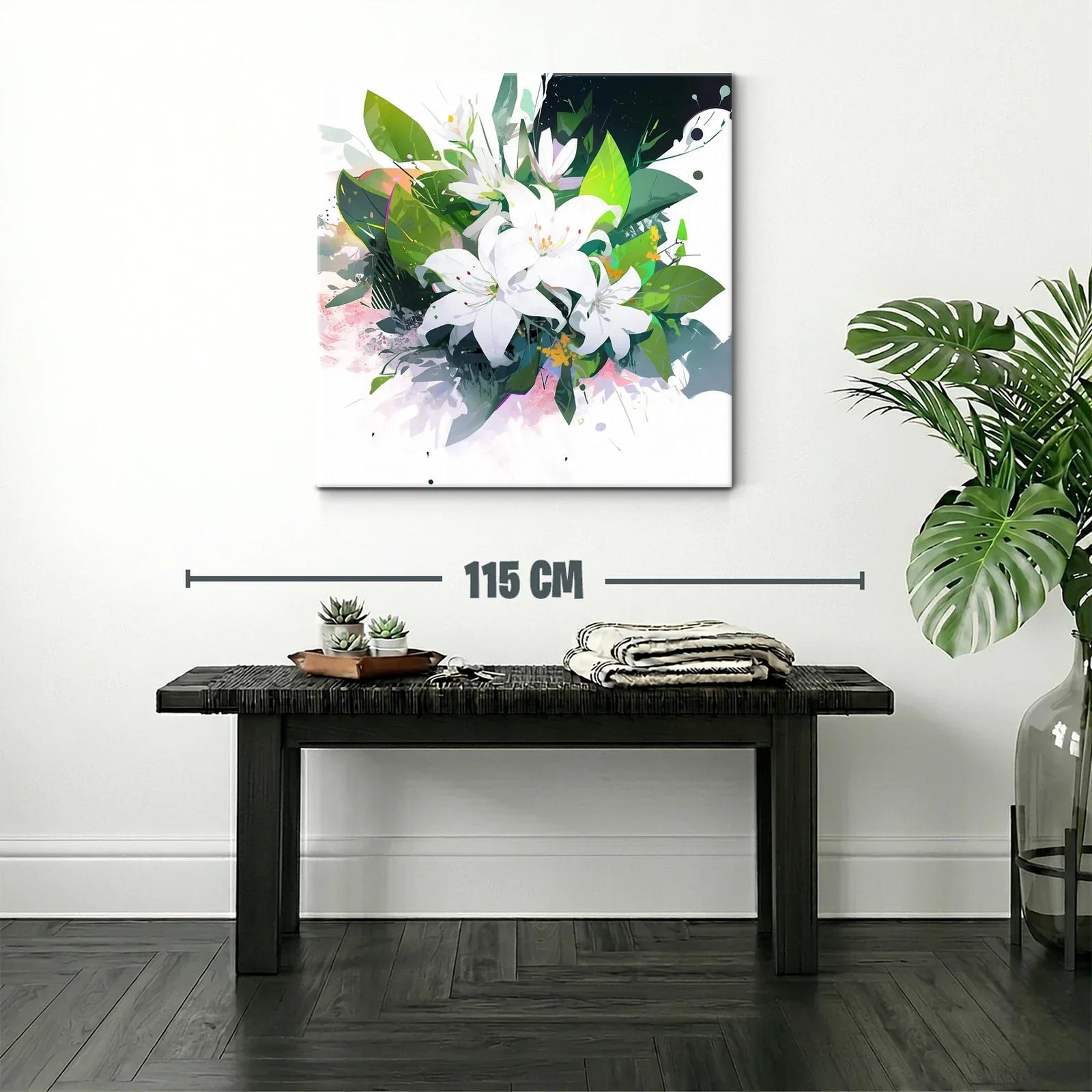 Elegancia natural con bouquet de lirios blancos y hojas verdes — miniatura 2