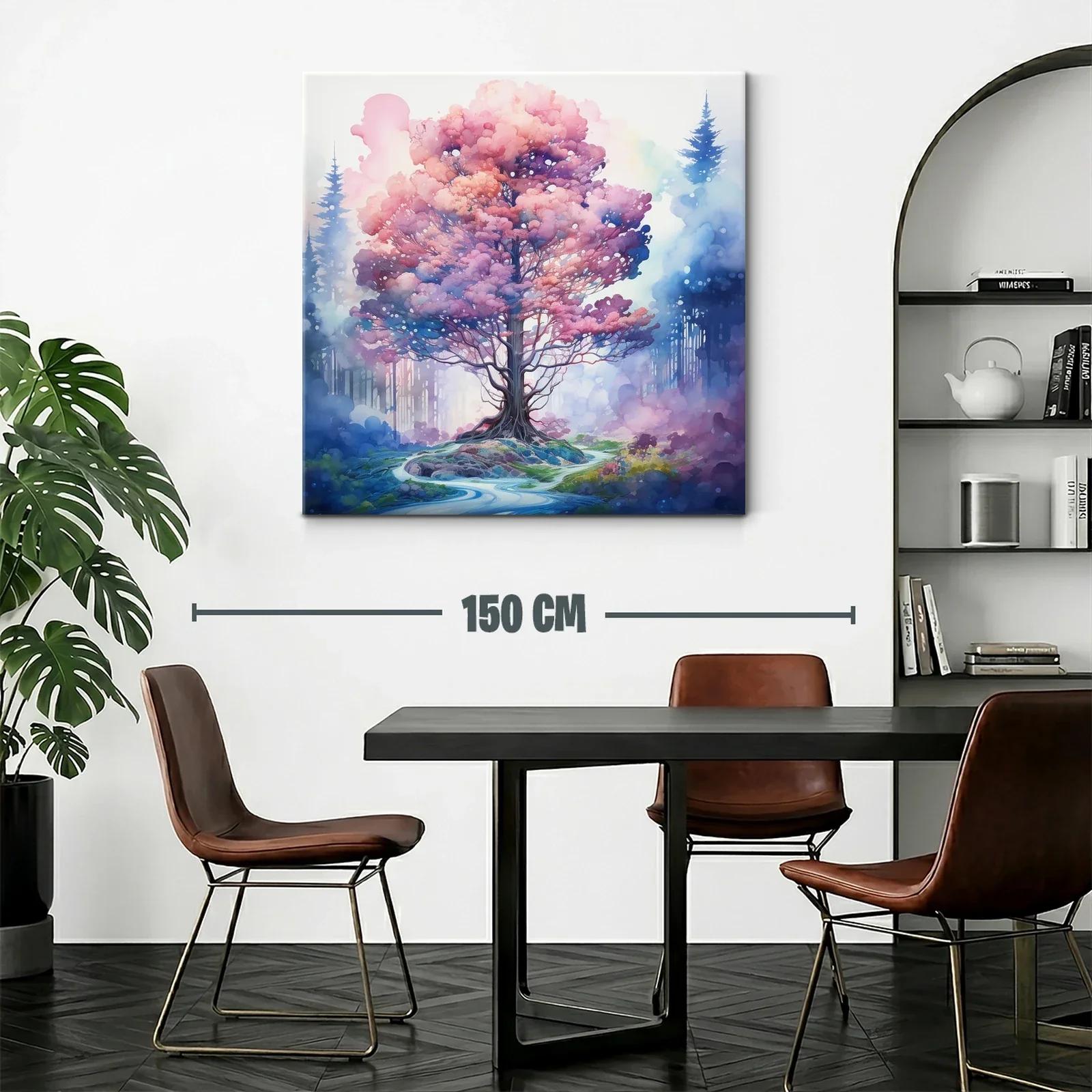 Árbol mágico con follaje rosa y ambiente de ensueño — miniatura 2