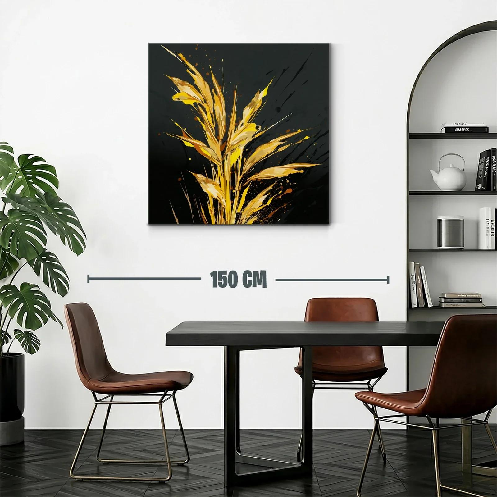 Cuadro con inspiración natural en tonos dorados y negros — miniatura 2