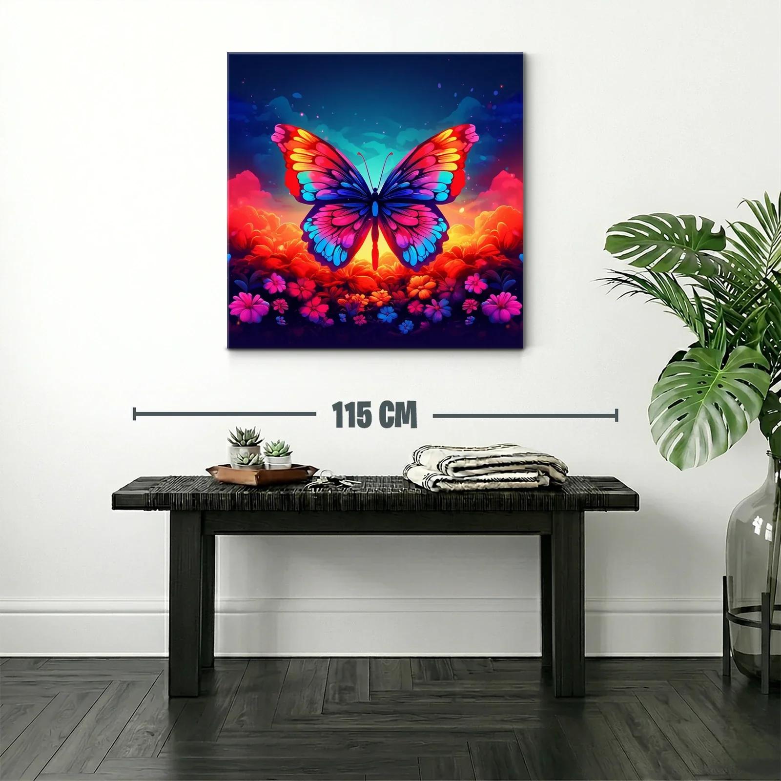 Mariposa vibrante sobre fondo floral al atardecer — miniatura 2