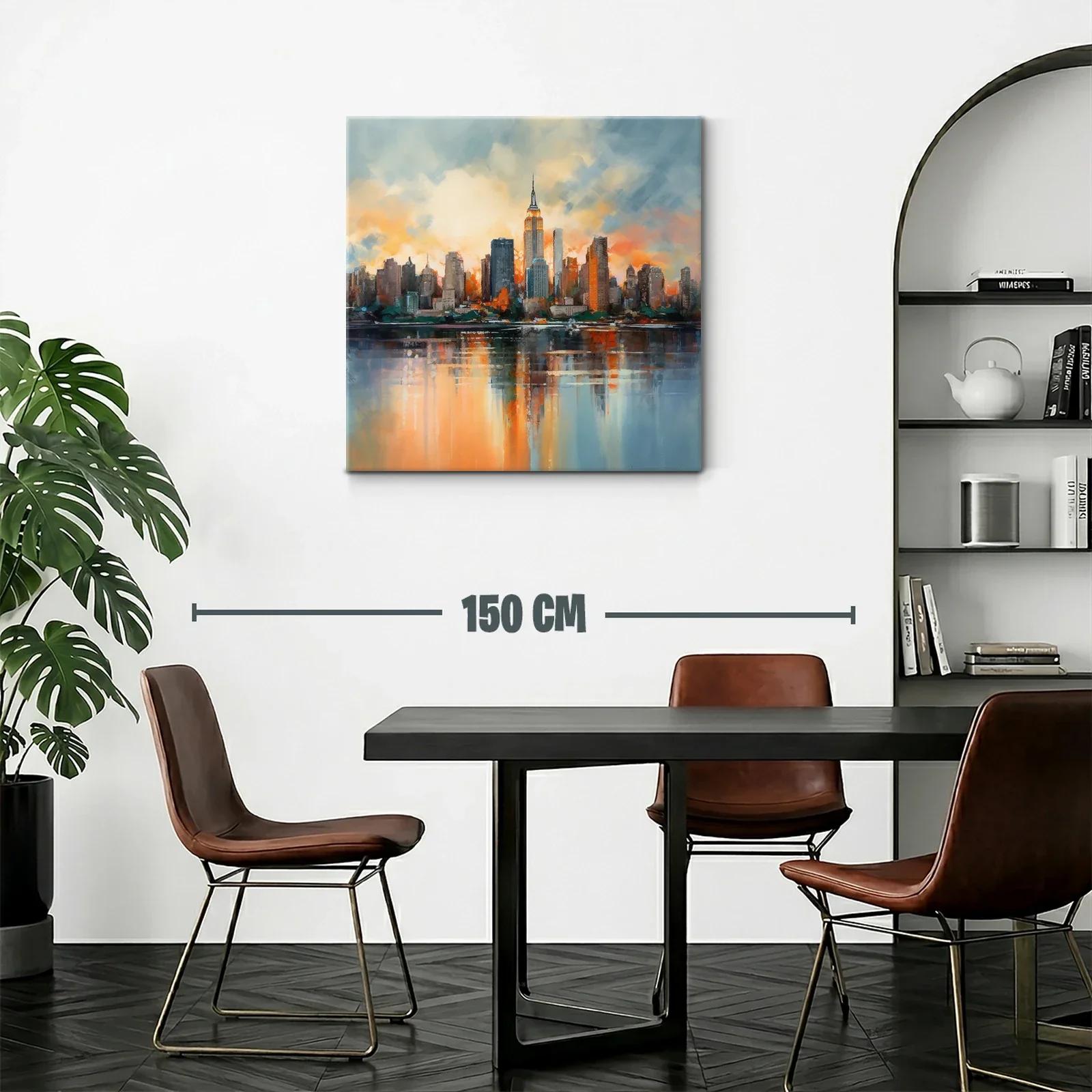 Atardecer vibrante en skyline urbano con reflejos en agua — miniatura 2