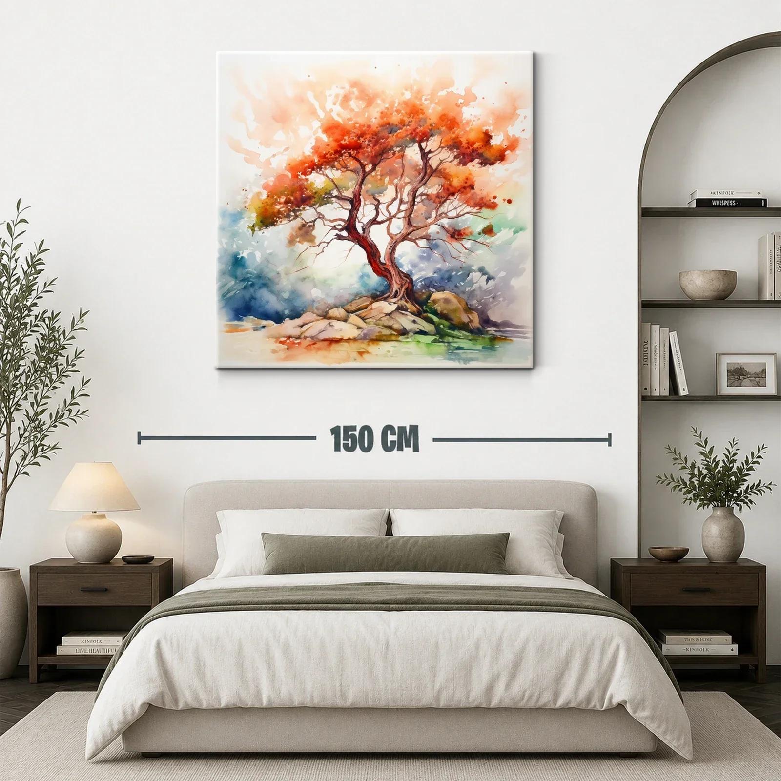 Árbol con follaje cálido y vibrante sobre rocas — miniatura 3