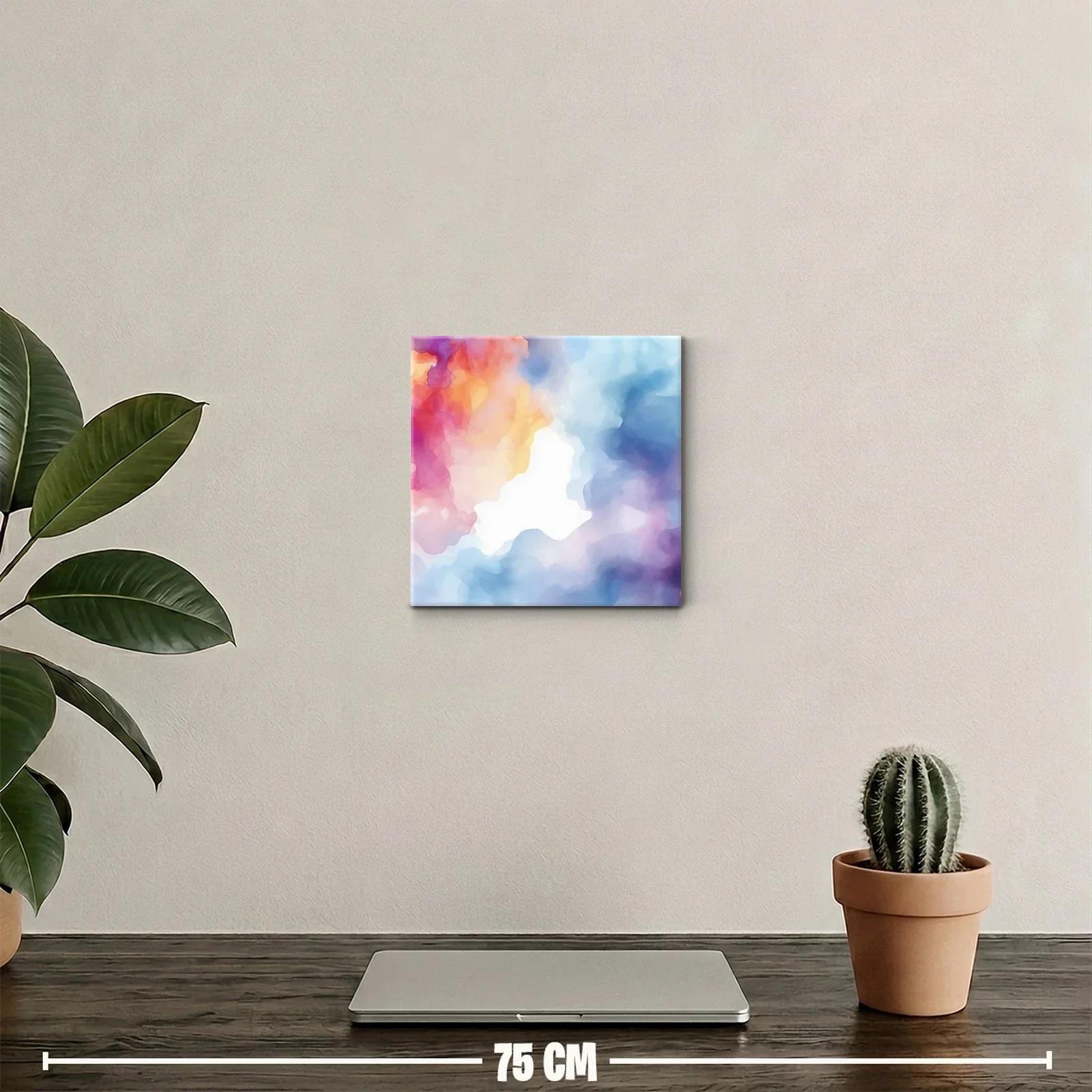 Cuadro decorativo abstracto con tonos cálidos y fríos suaves — miniatura 2