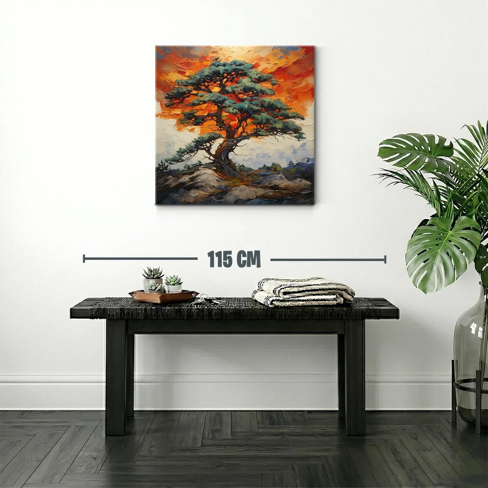 Árbol solitario con cielo fuego en paisaje natural — miniatura 2