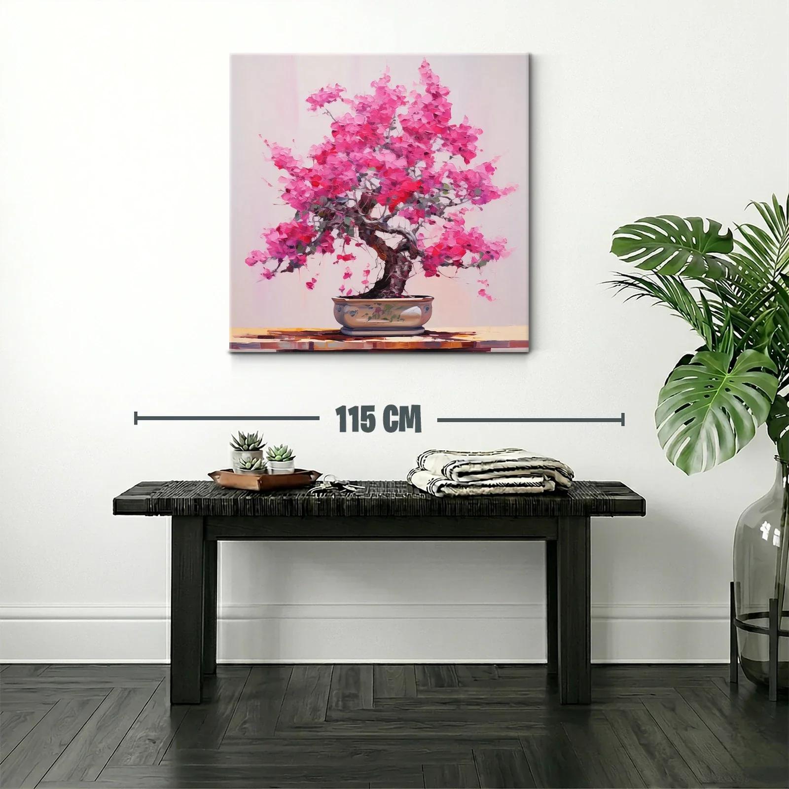 Cuadro con árbol de flores rosas en maceta elegante — miniatura 2