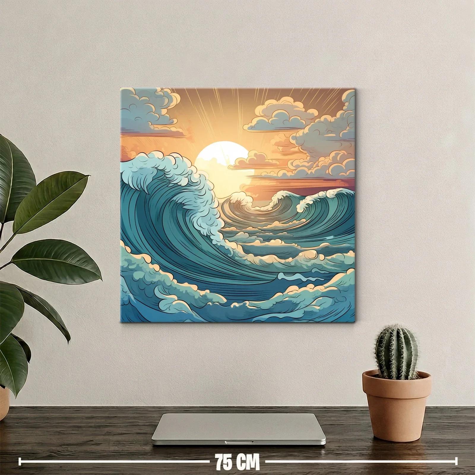 Atardecer sobre olas dinámicas en calma y movimiento — miniatura 2