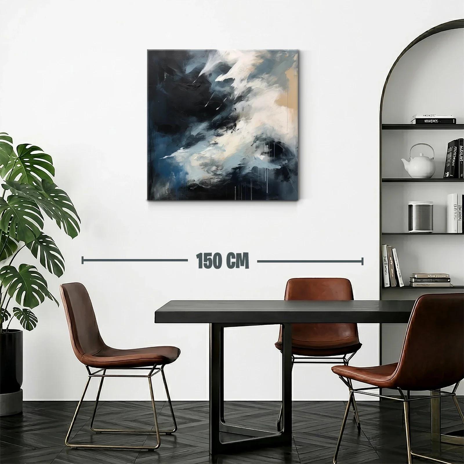 Cuadro abstracto en tonos oscuros y claros para ambientes modernos — miniatura 2