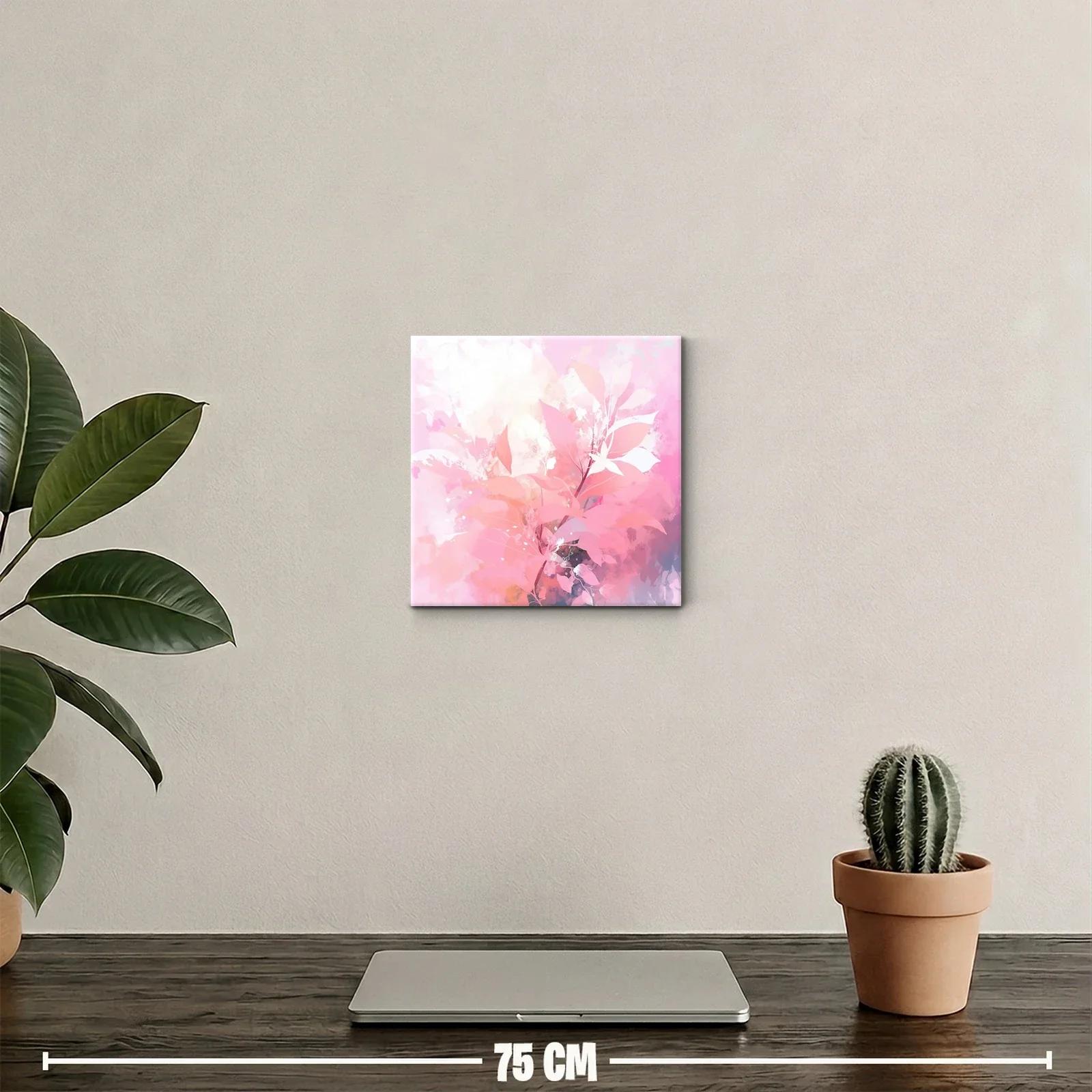 Cuadro decorativo con motivo floral en tonos rosas y suaves — miniatura 2