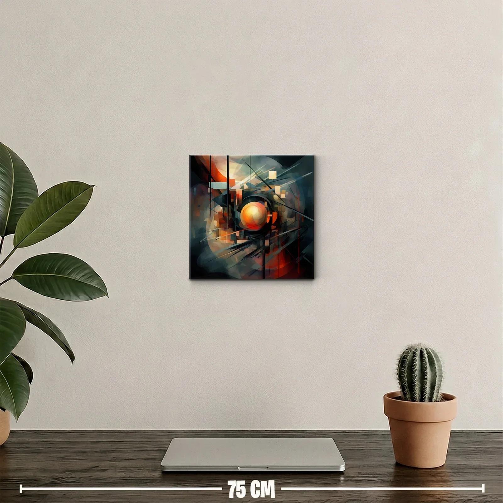 Composición abstracta con esfera central en tonos cálidos — miniatura 2