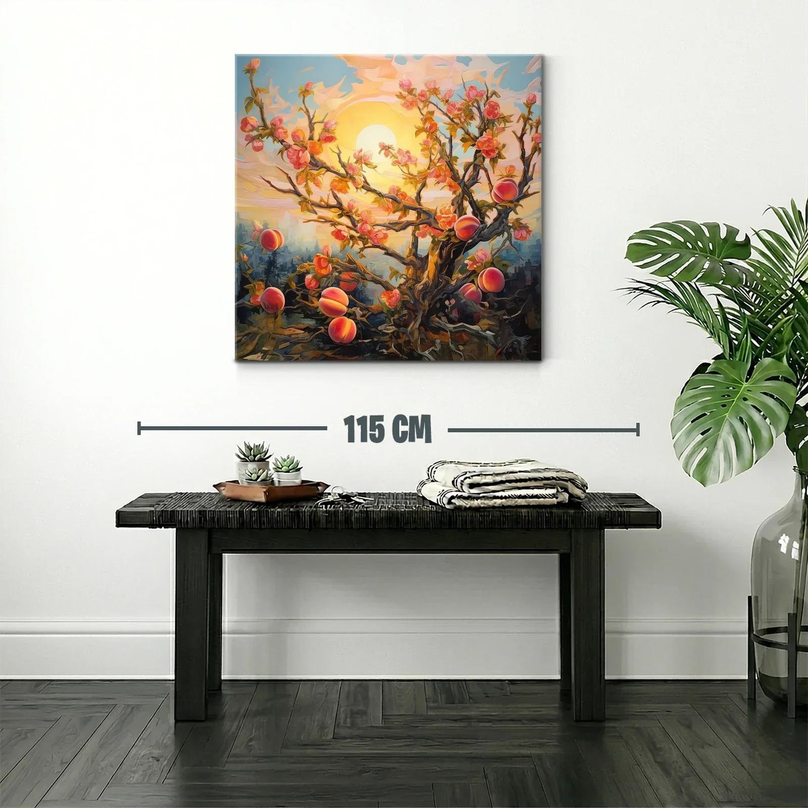 Árbol de duraznos en flor bajo la luz del atardecer — miniatura 2