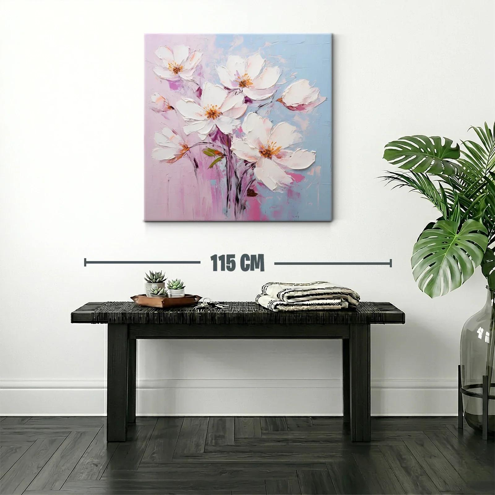 Cuadro de flores blancas sobre fondo pastel suave — miniatura 2