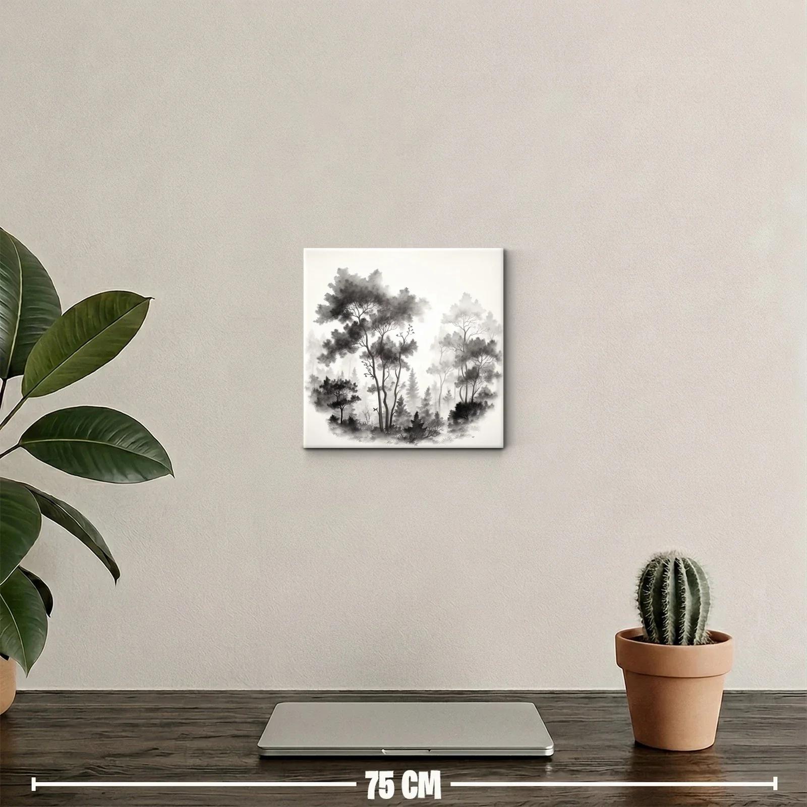 Bosque nebuloso en tonos grises para un ambiente sereno — miniatura 2