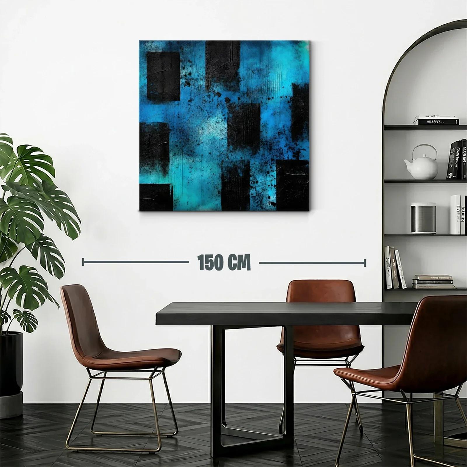 Cuadro abstracto en tonos azules y negros — miniatura 2