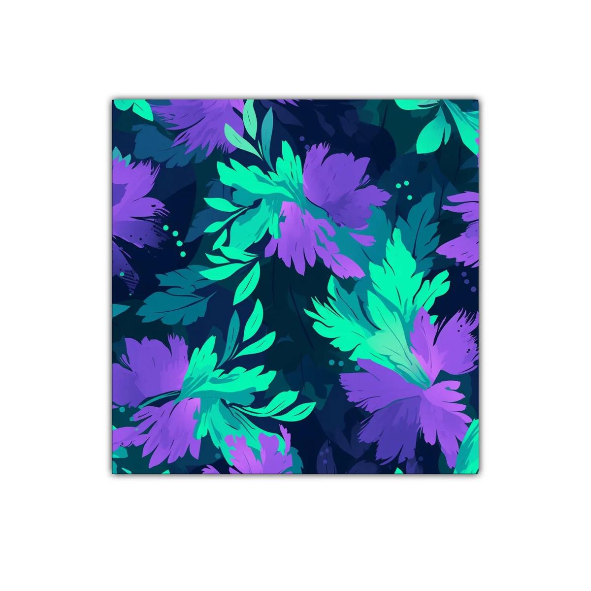 Cuadro Floral Vibrante en Tonos Morados y Verdes