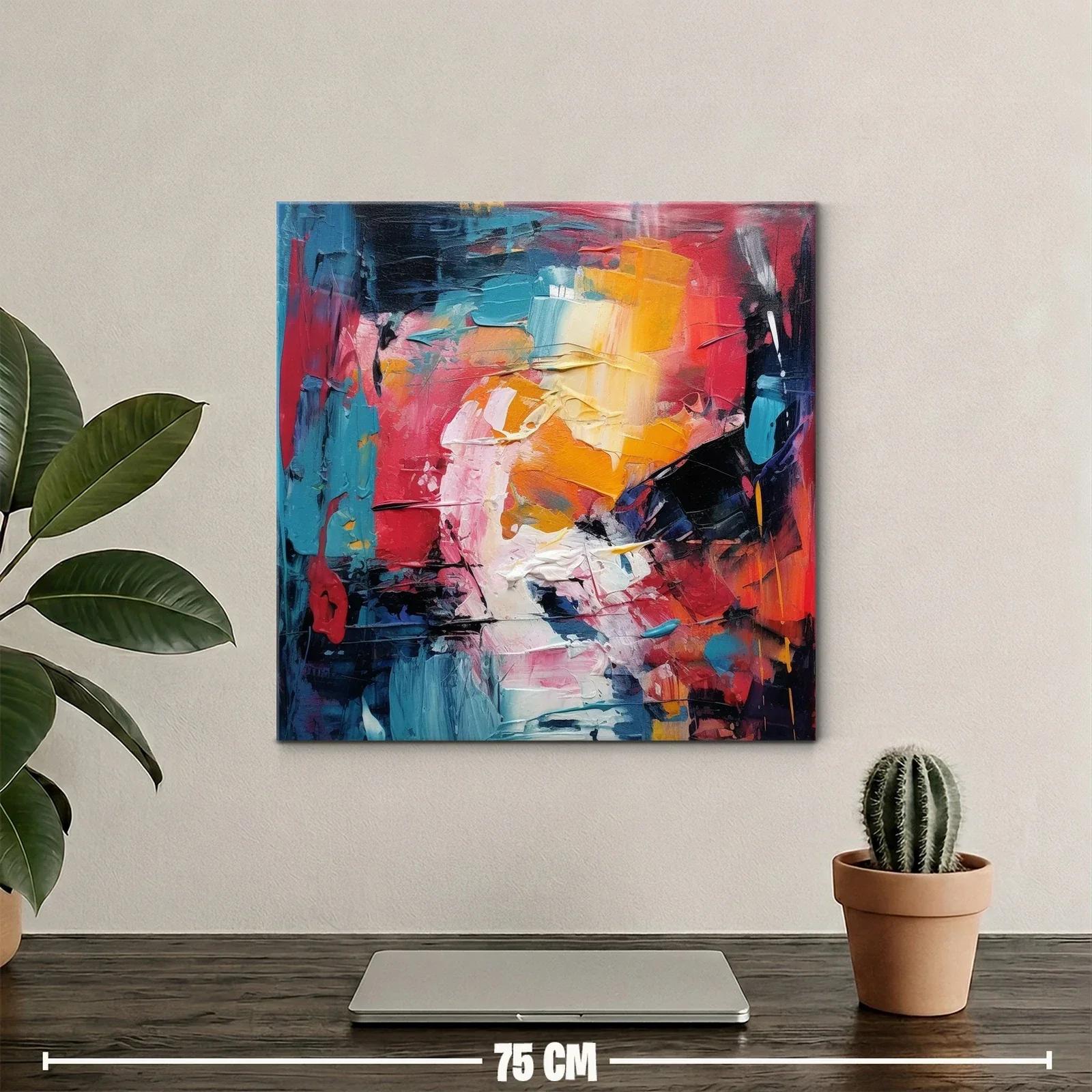 Cuadro abstracto con vibrantes tonos cálidos y fríos — miniatura 2
