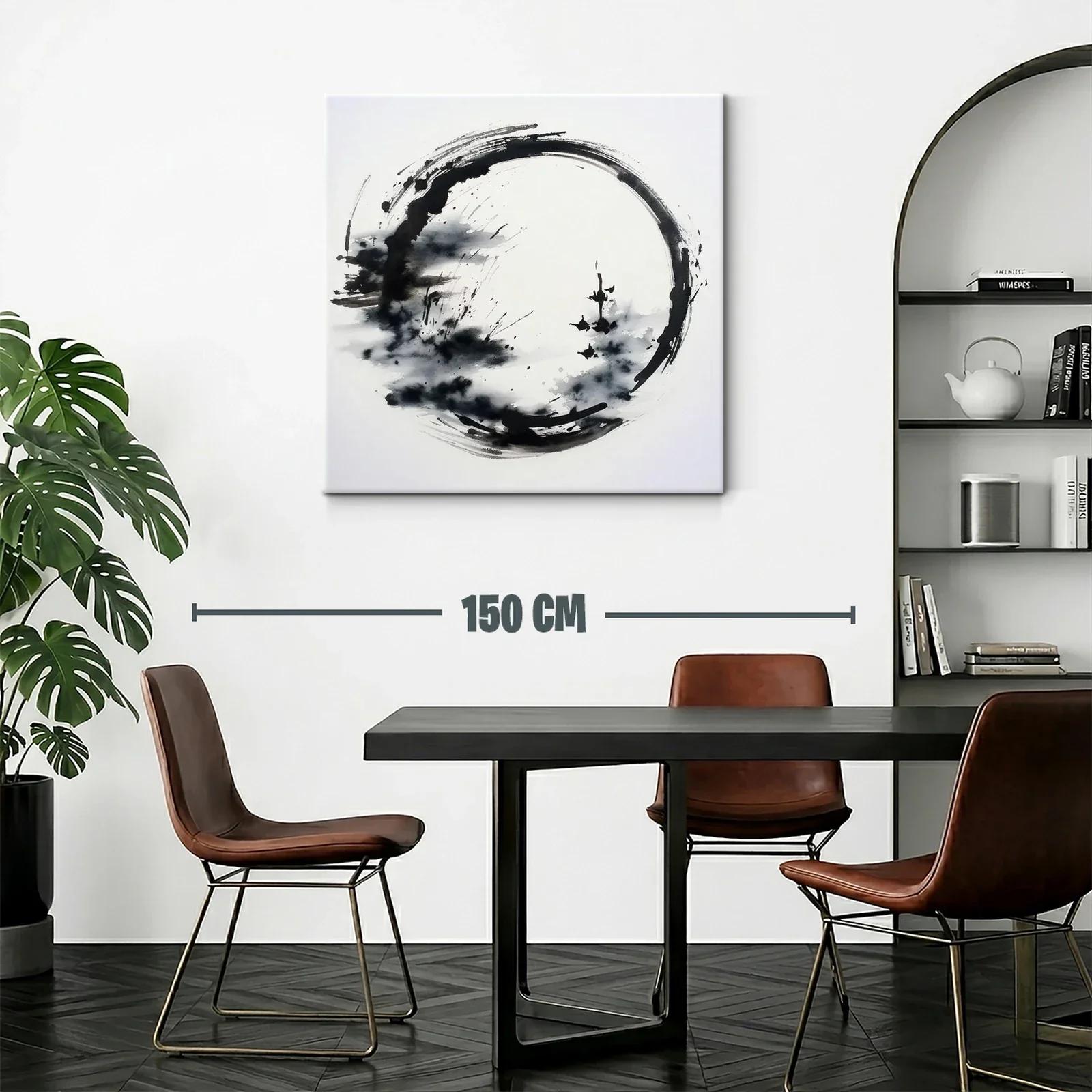 Cuadro círculo zen en blanco y negro para espacios modernos — miniatura 2