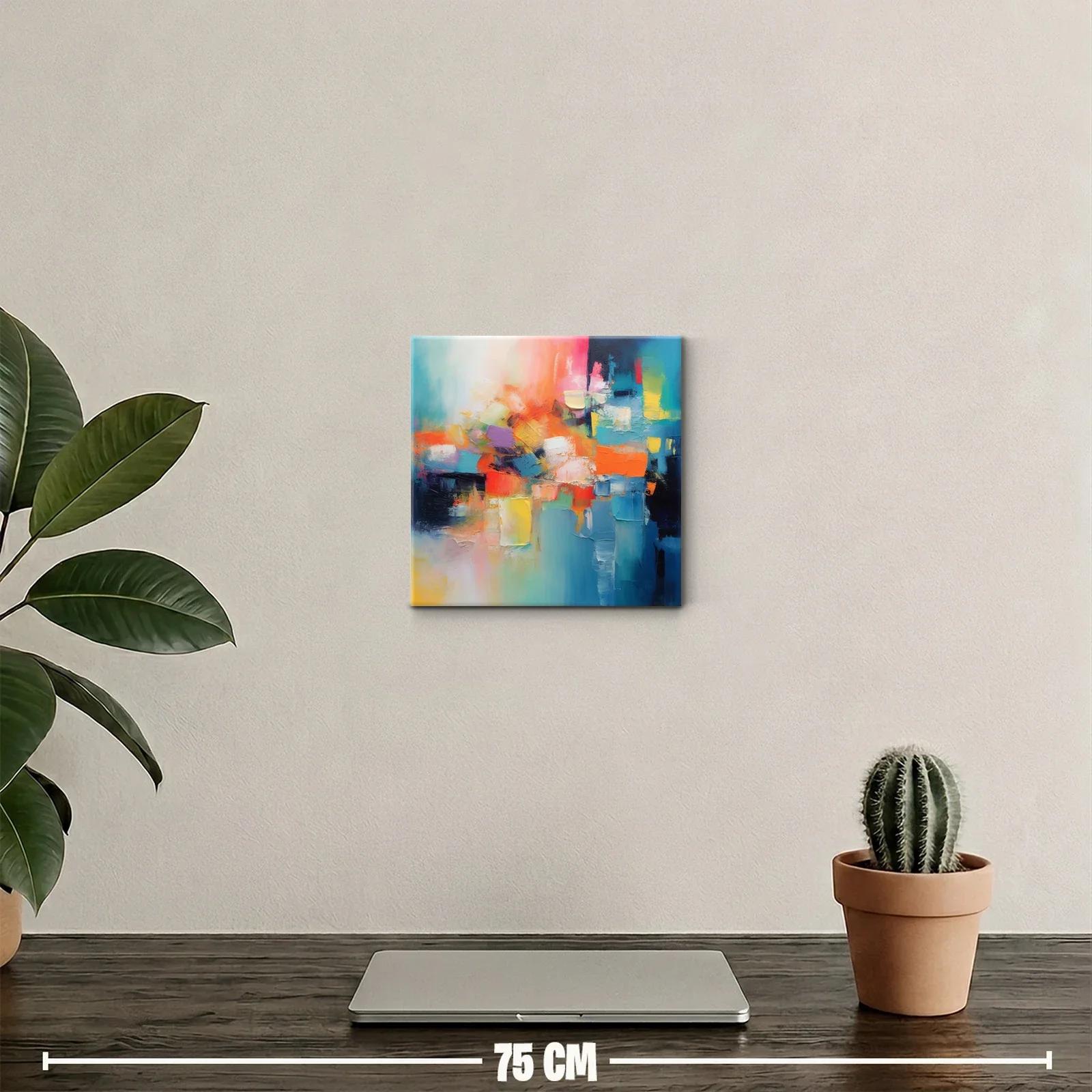 Cuadro decorativo abstracto en vibrantes tonos cálidos y fríos — miniatura 2