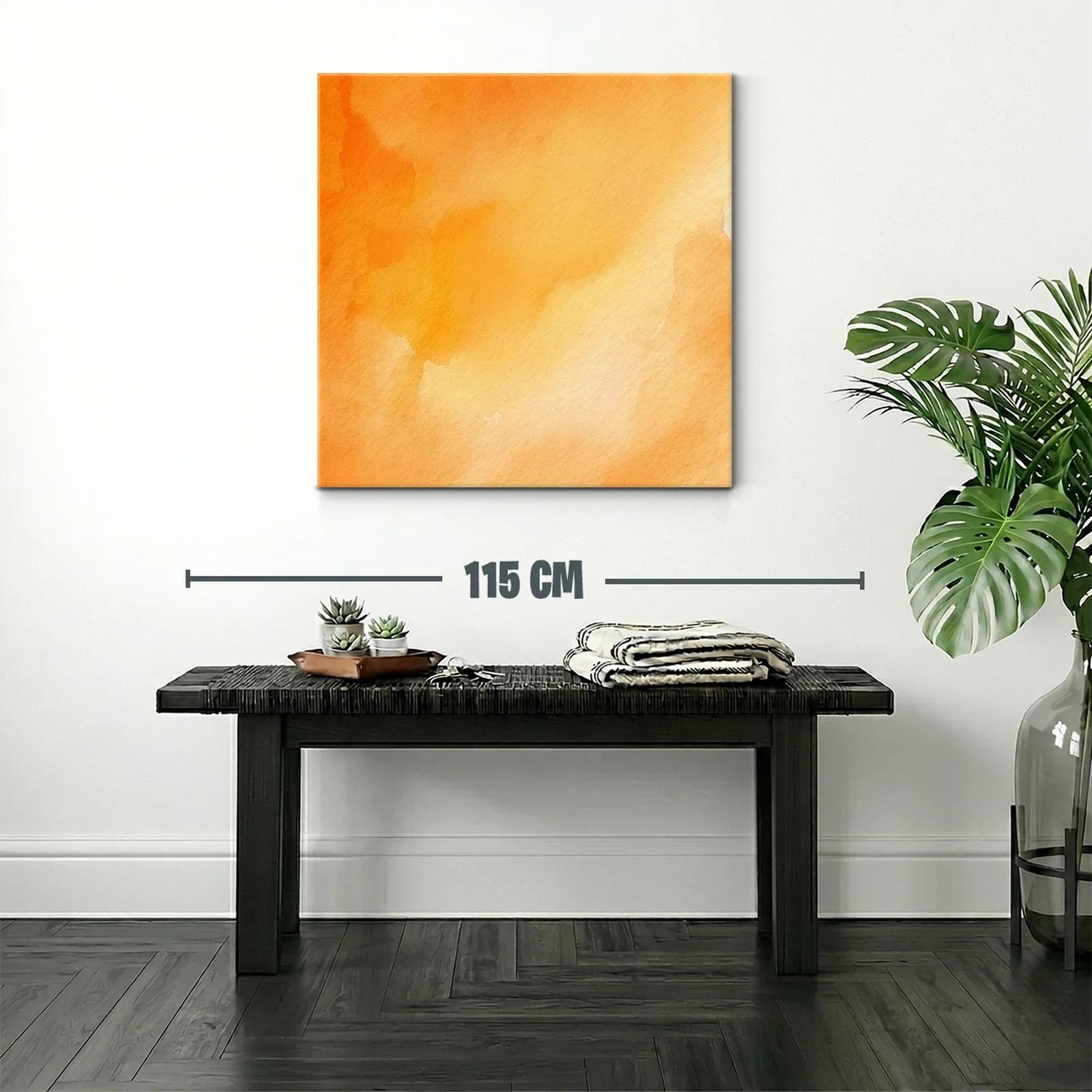 Cuadro abstracto con tonos cálidos en naranja y amarillo — miniatura 2