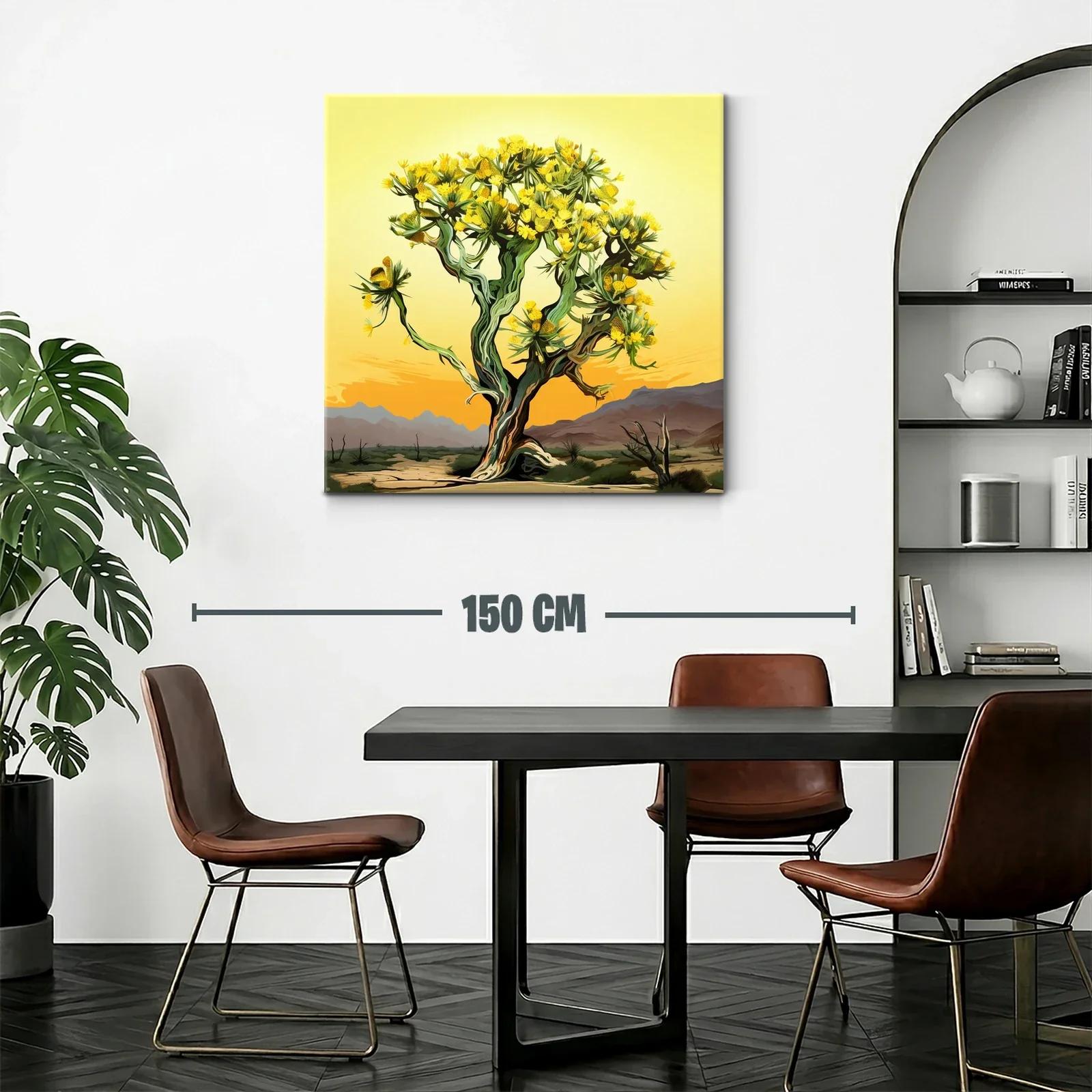Árbol con flores amarillas en paisaje desértico al atardecer — miniatura 2