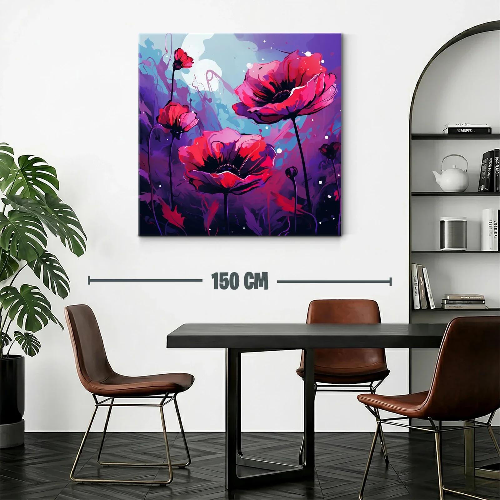 Flores rojas vibrantes sobre fondo púrpura y azul — miniatura 2