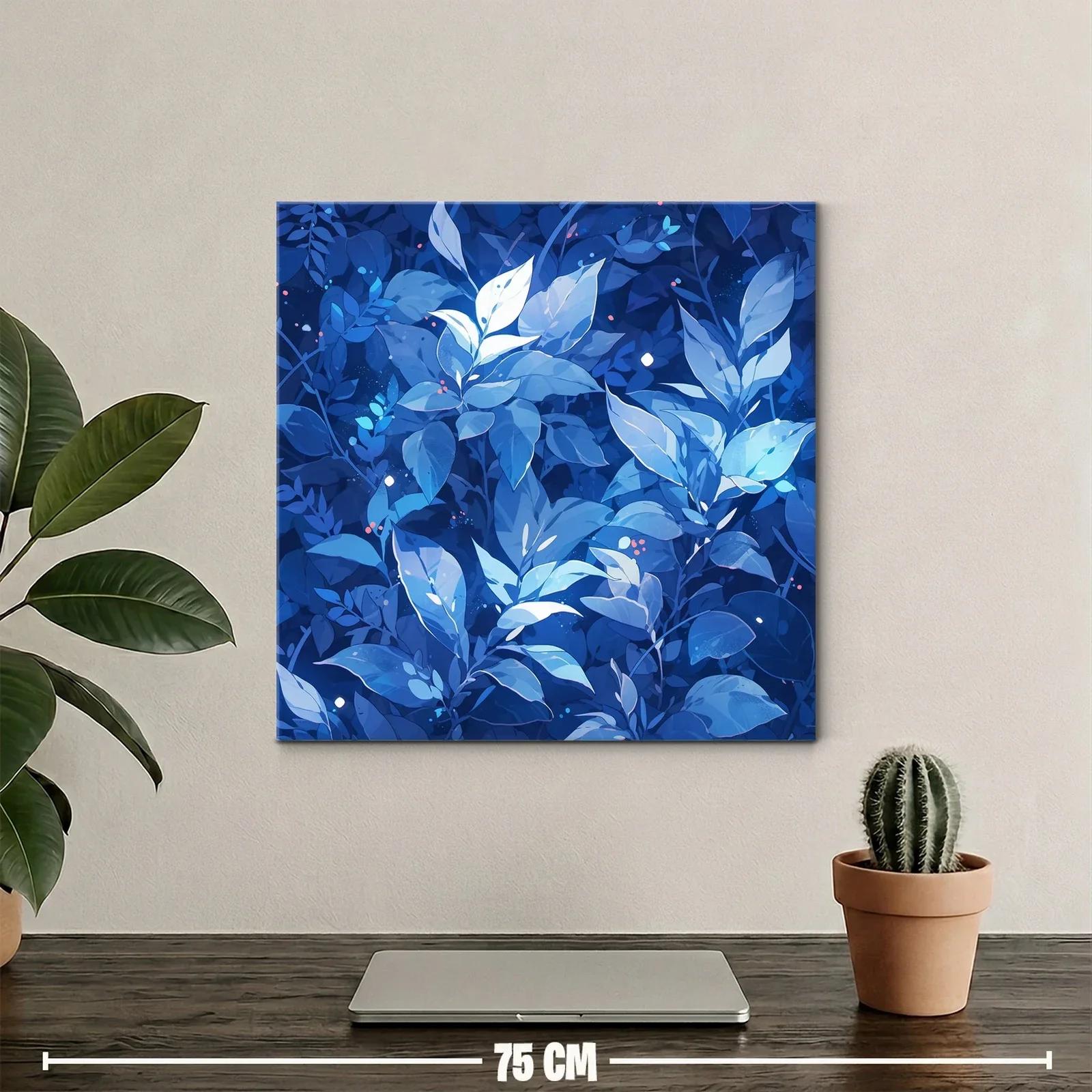 Hoja azul brillante sobre fondo oscuro con detalles luminosos — miniatura 2