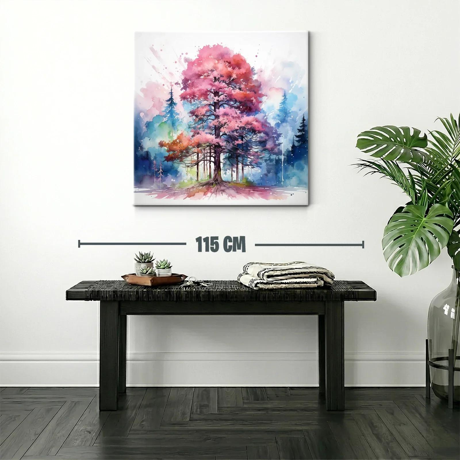 Árbol vibrante con tonos rosas y azules en entorno natural — miniatura 2