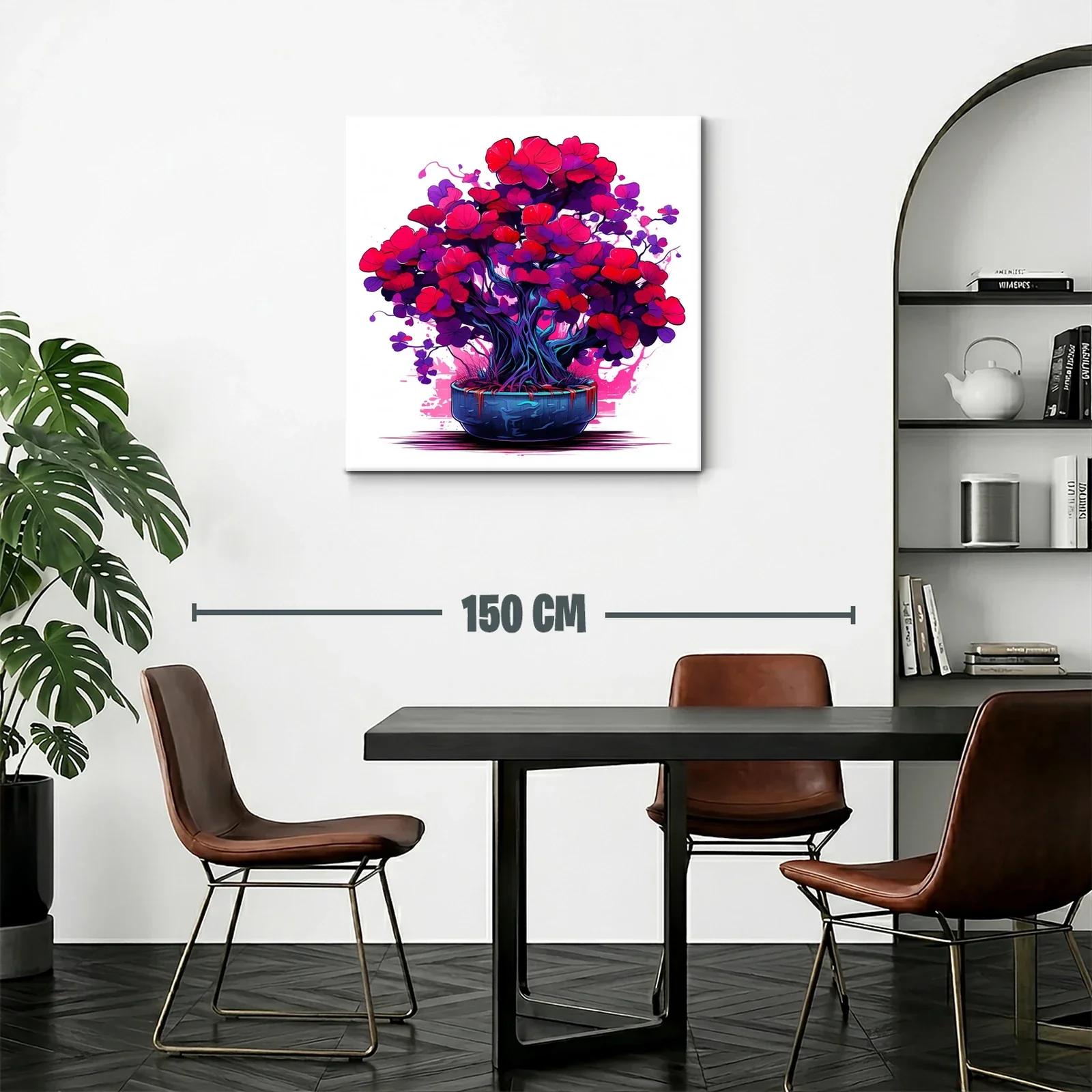 Cuadro vibrante de árbol floral en tonos rojos y púrpuras — miniatura 2