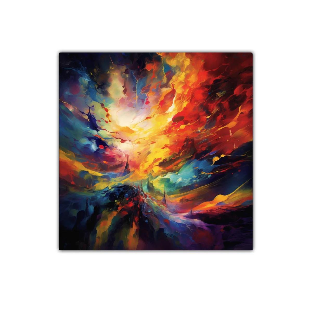 Cuadro abstracto con explosión de color y energía vibrante — imagen principal