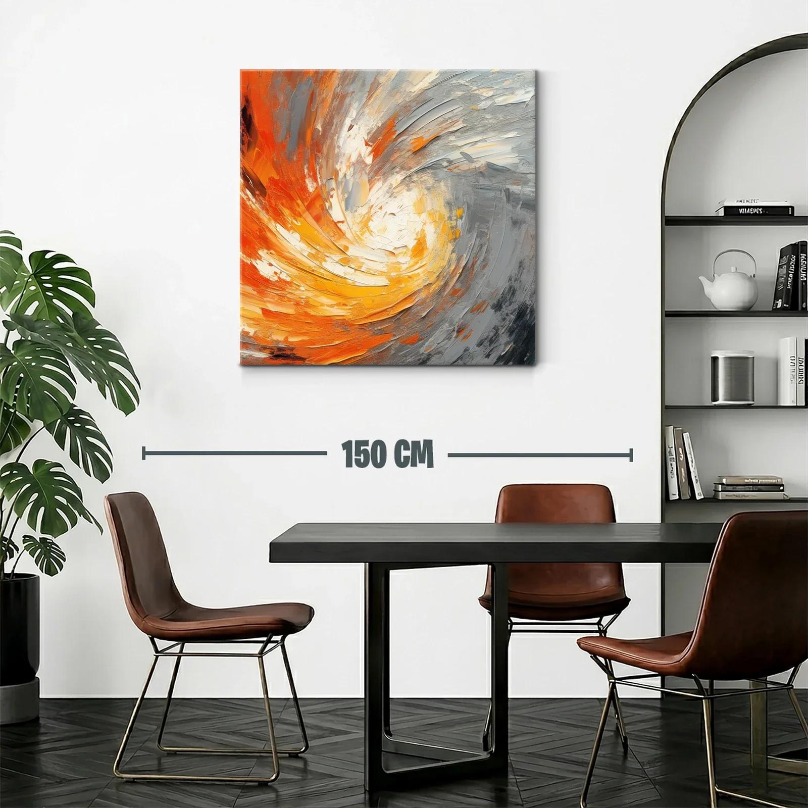 Cuadro abstracto con remolino en tonos cálidos y grises — miniatura 2