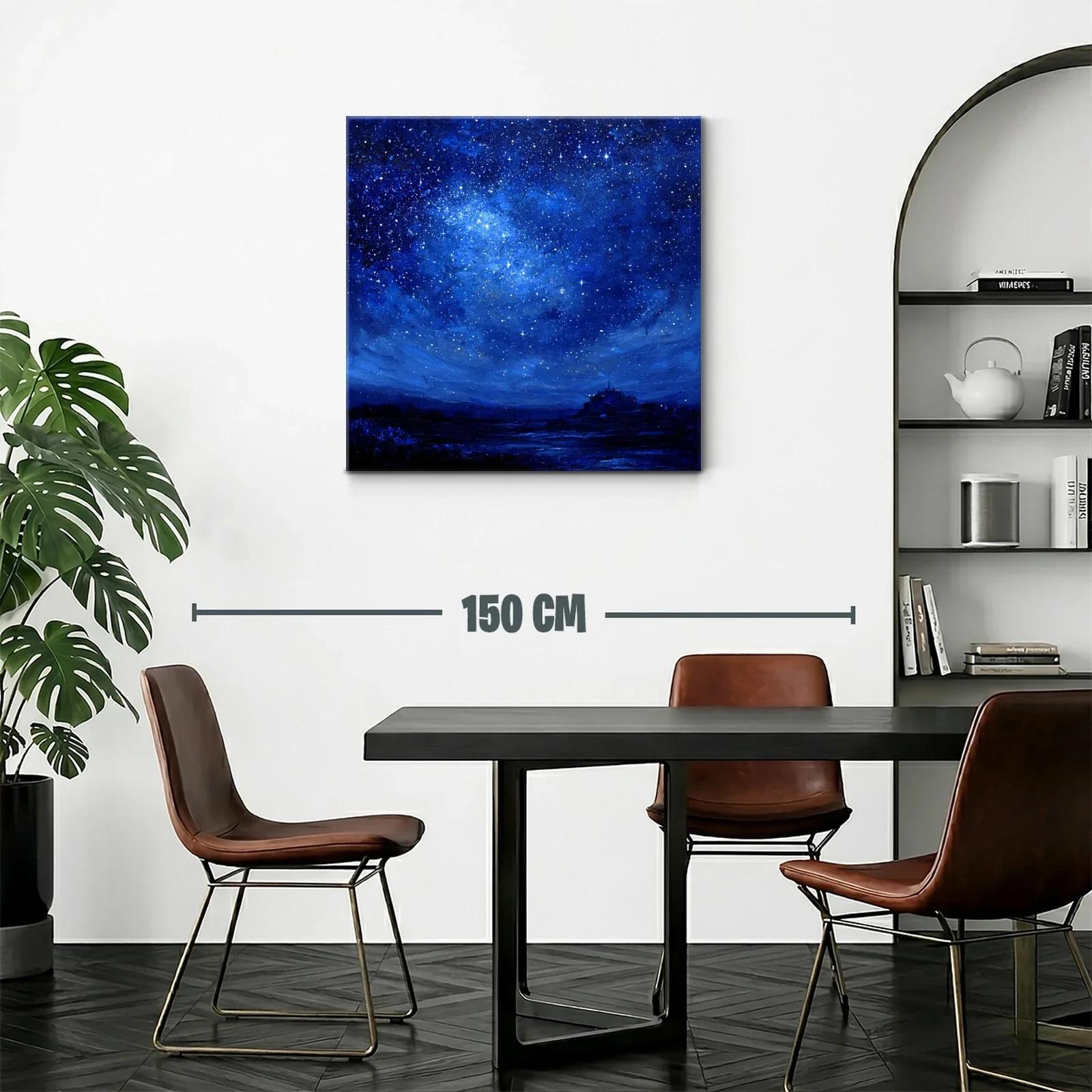 Cielo Estrellado Nocturno con Silueta de Paisaje — miniatura 2