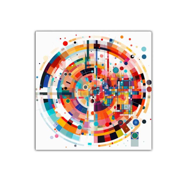 Cuadro decorativo con diseño geométrico y colores vibrantes