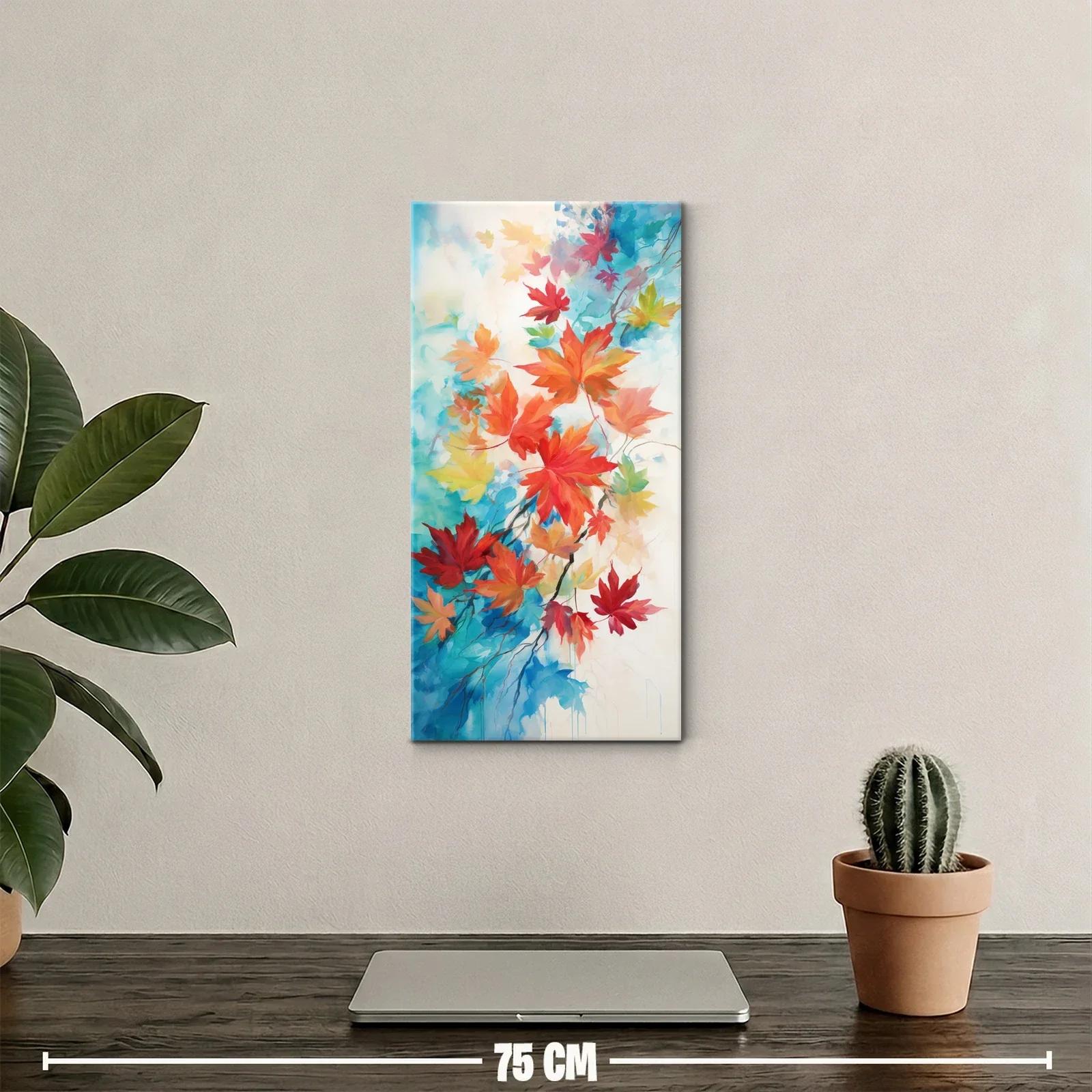 Cuadro hojas de arce en acuarela azul claro — miniatura 2