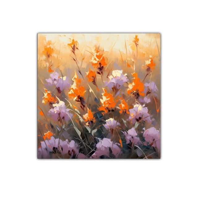 Cuadro floral con vibrante armonía de colores cálidos