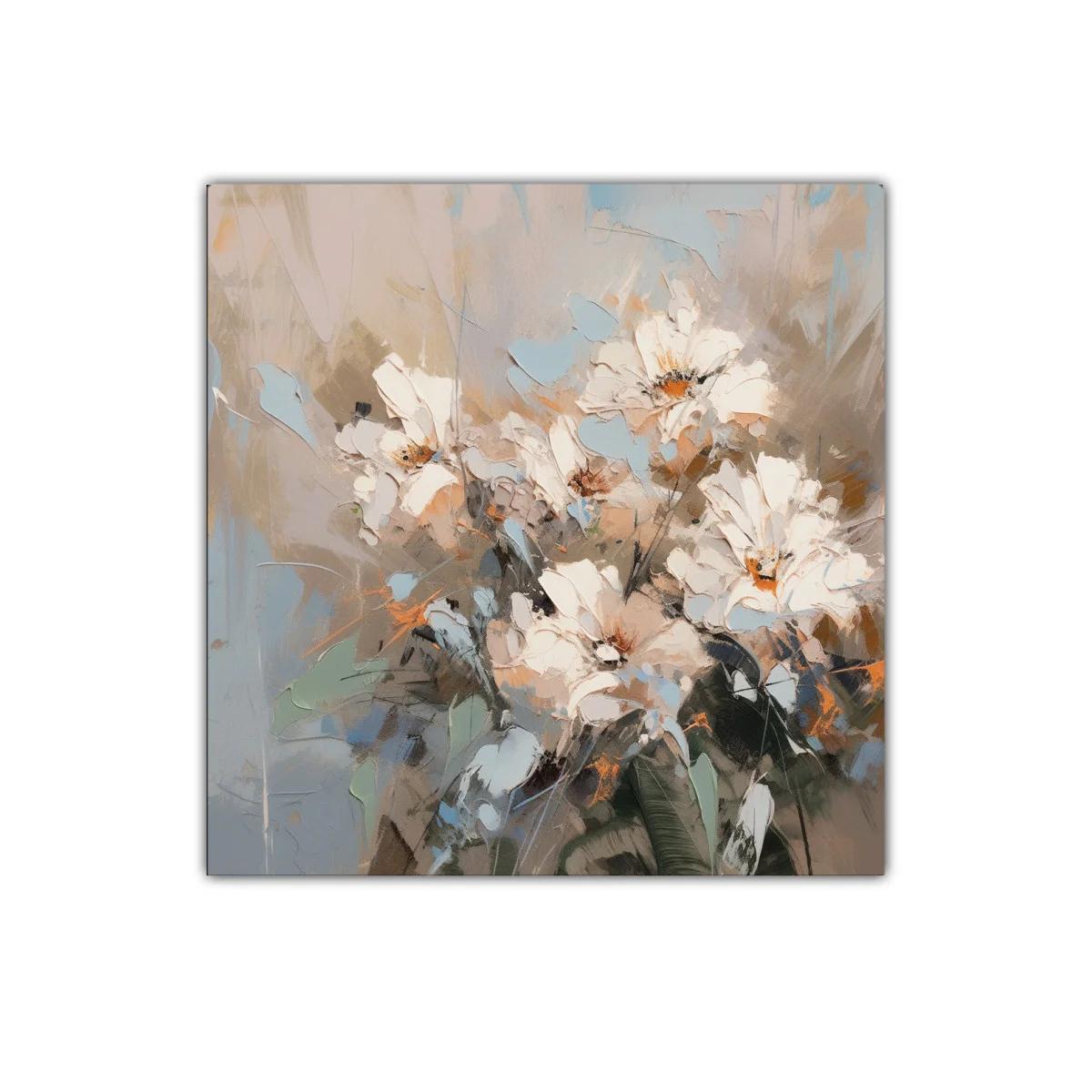Cuadro decorativo con flores blancas y tonos suaves