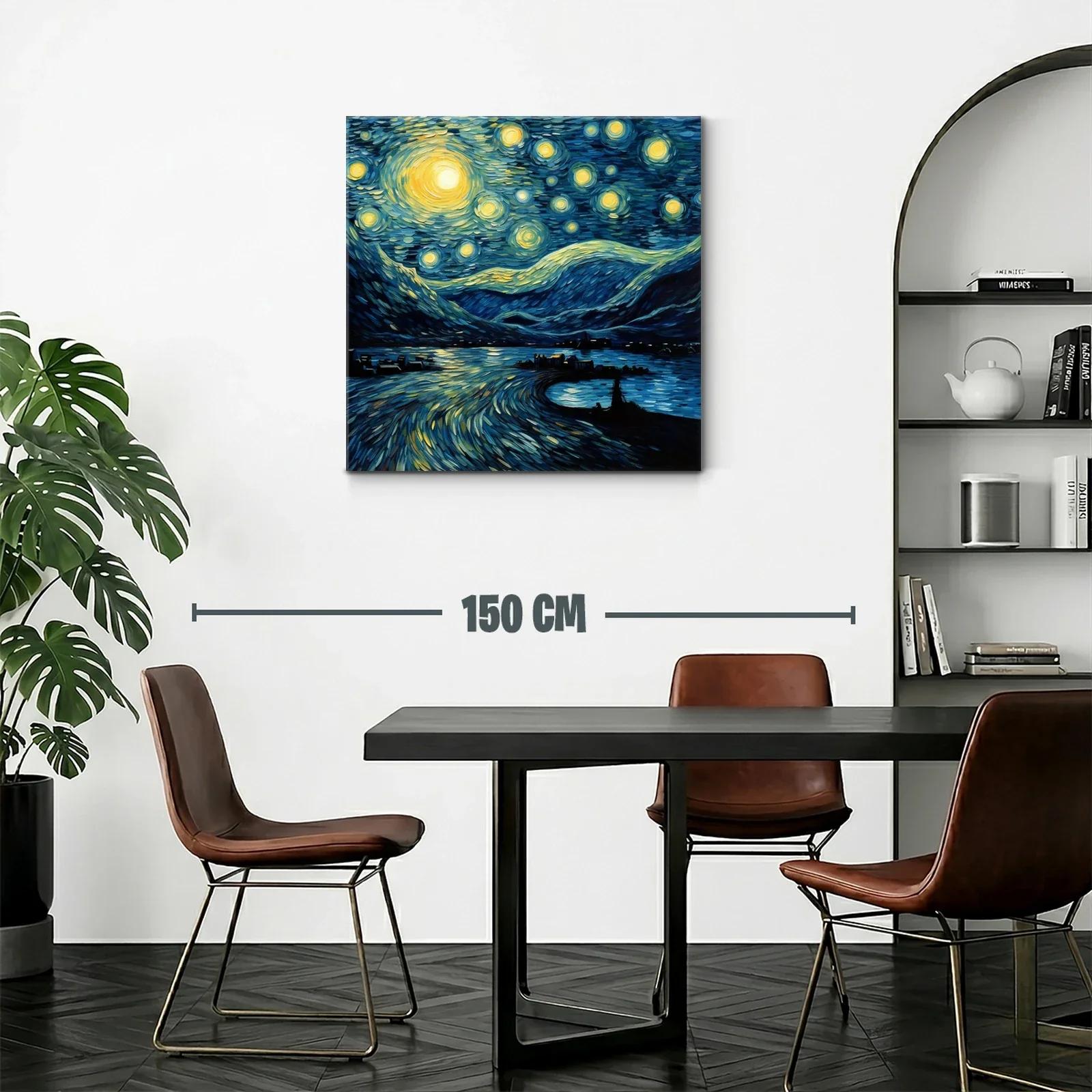 Paisaje nocturno con cielo estrellado y reflejos vibrantes — miniatura 2