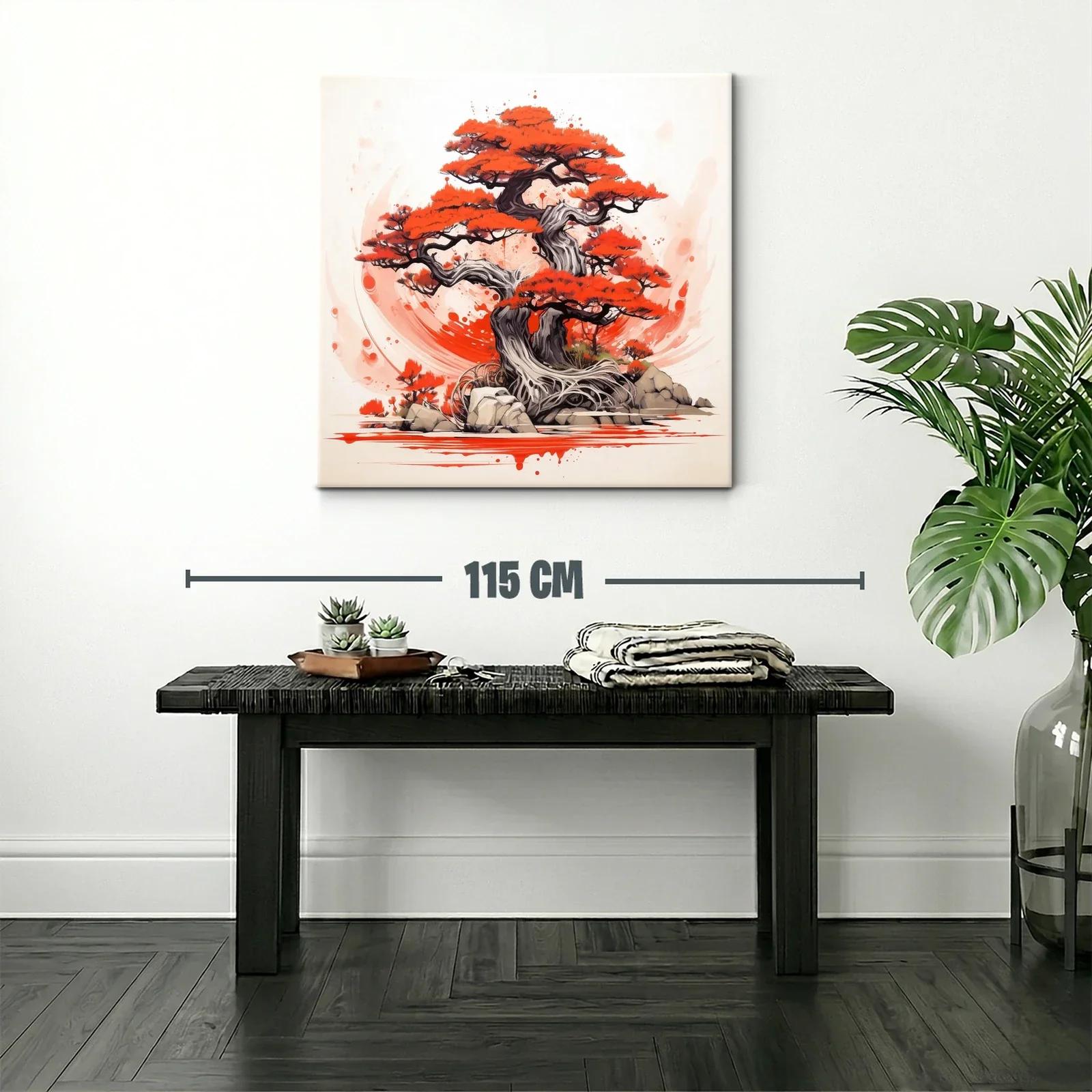 Árbol de bonsái con vibrantes tonos rojo y gris — miniatura 2