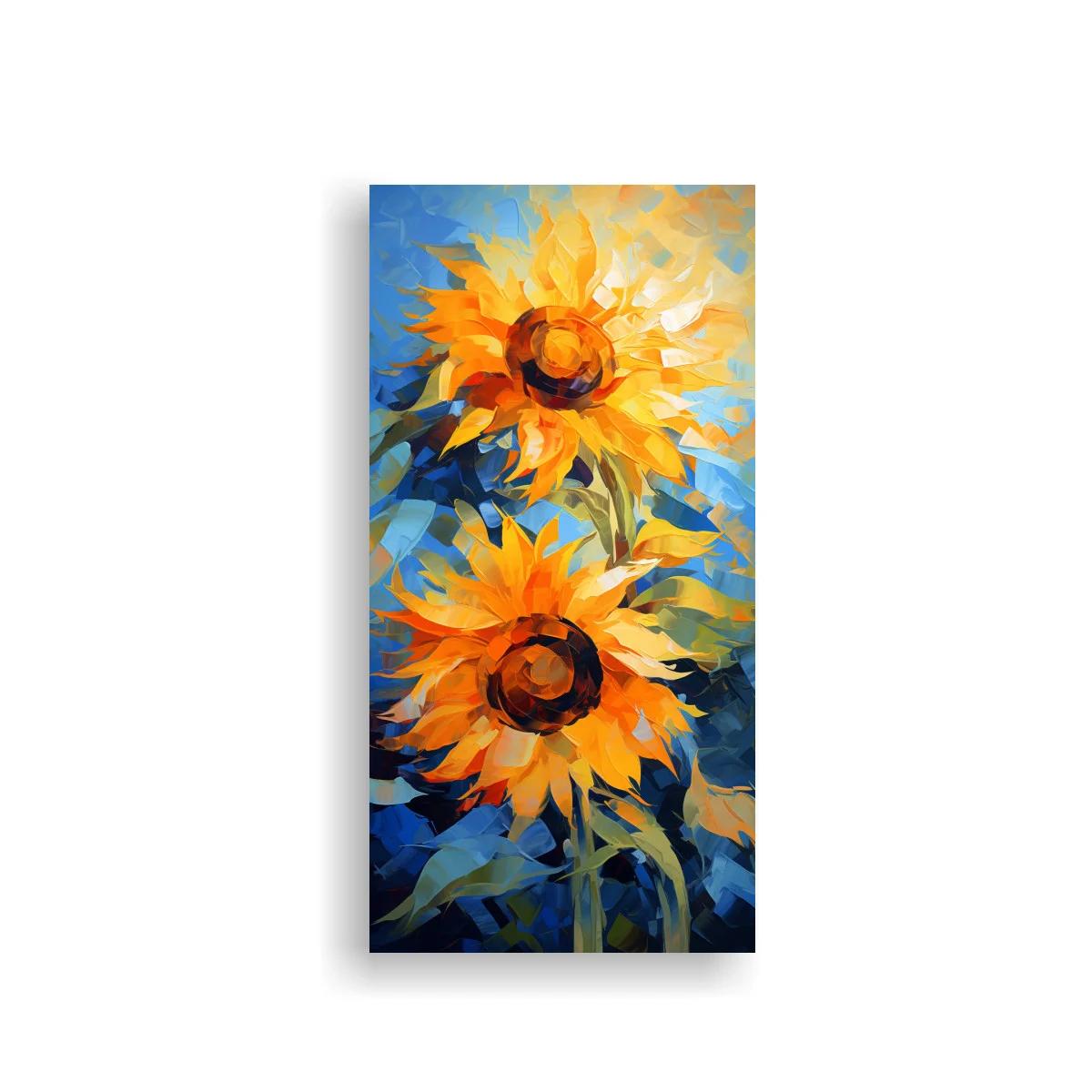 Cuadro girasoles con pinceladas geométricas intensas — imagen principal