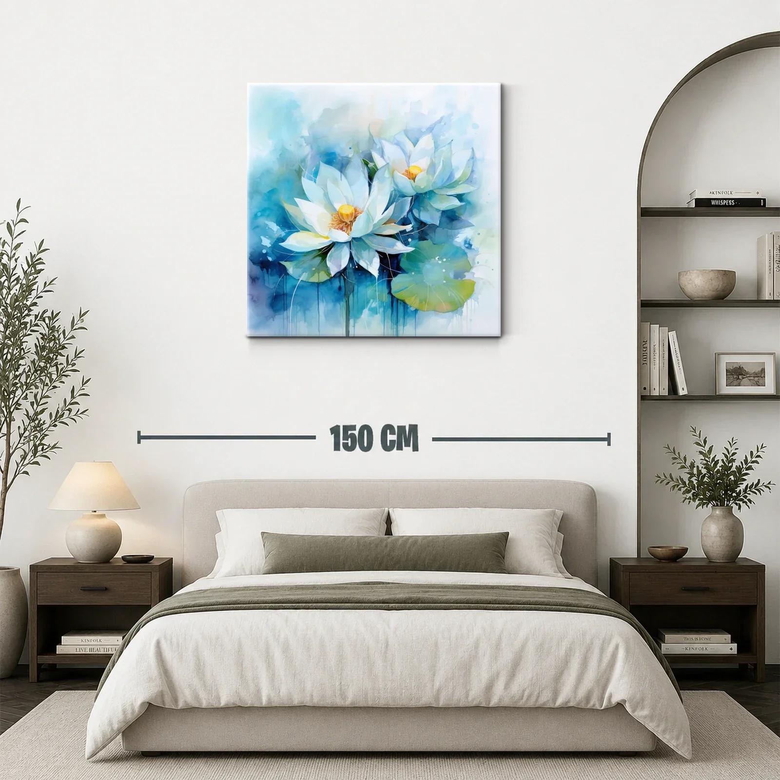 Serenidad en flores de loto blancas y tonos azules — miniatura 3