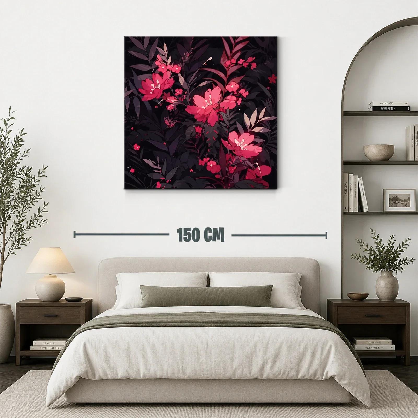 Cuadro de flores rojas sobre fondo oscuro elegante y moderno — miniatura 3