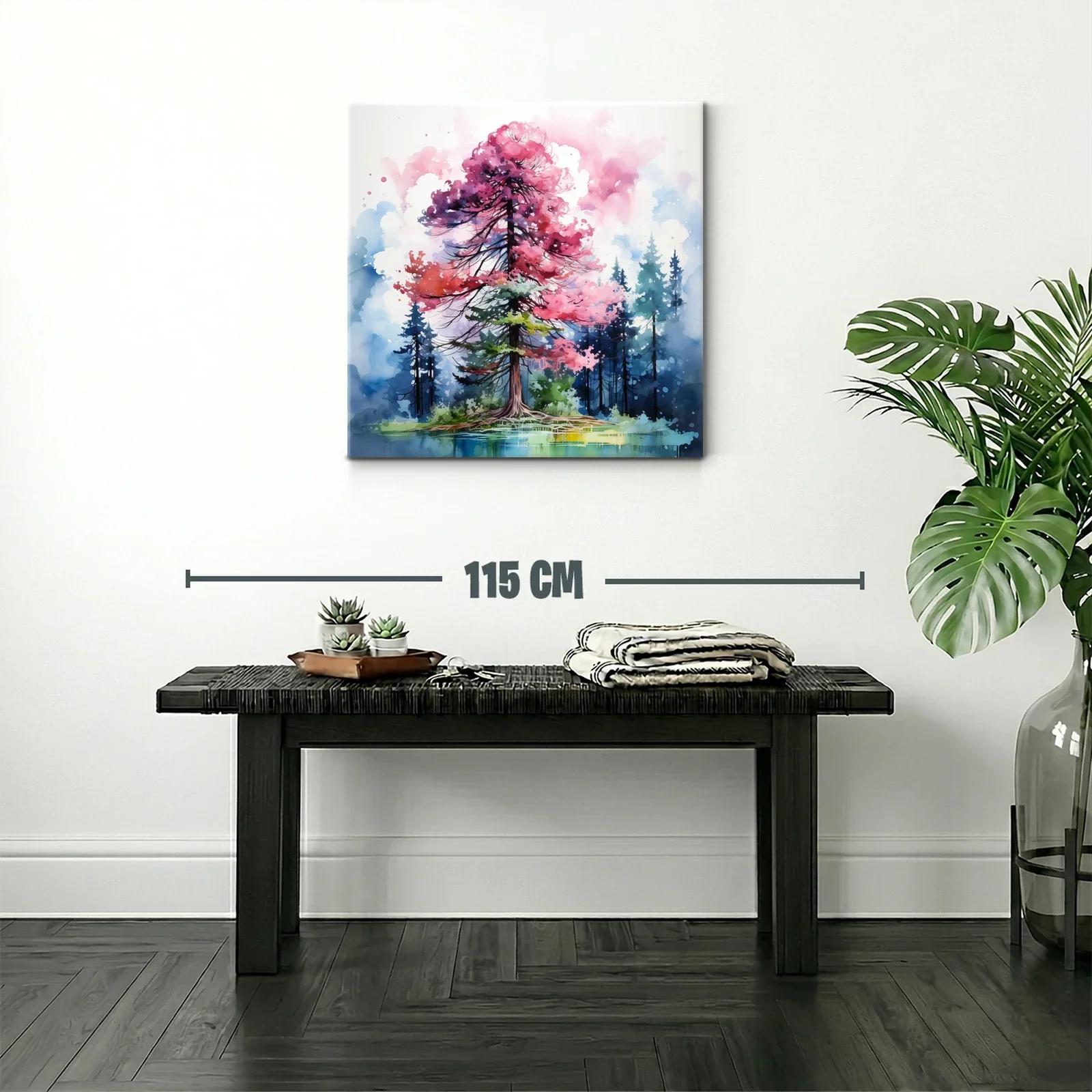 Árbol vibrante con tonos rosados y fondo azul intenso — miniatura 2