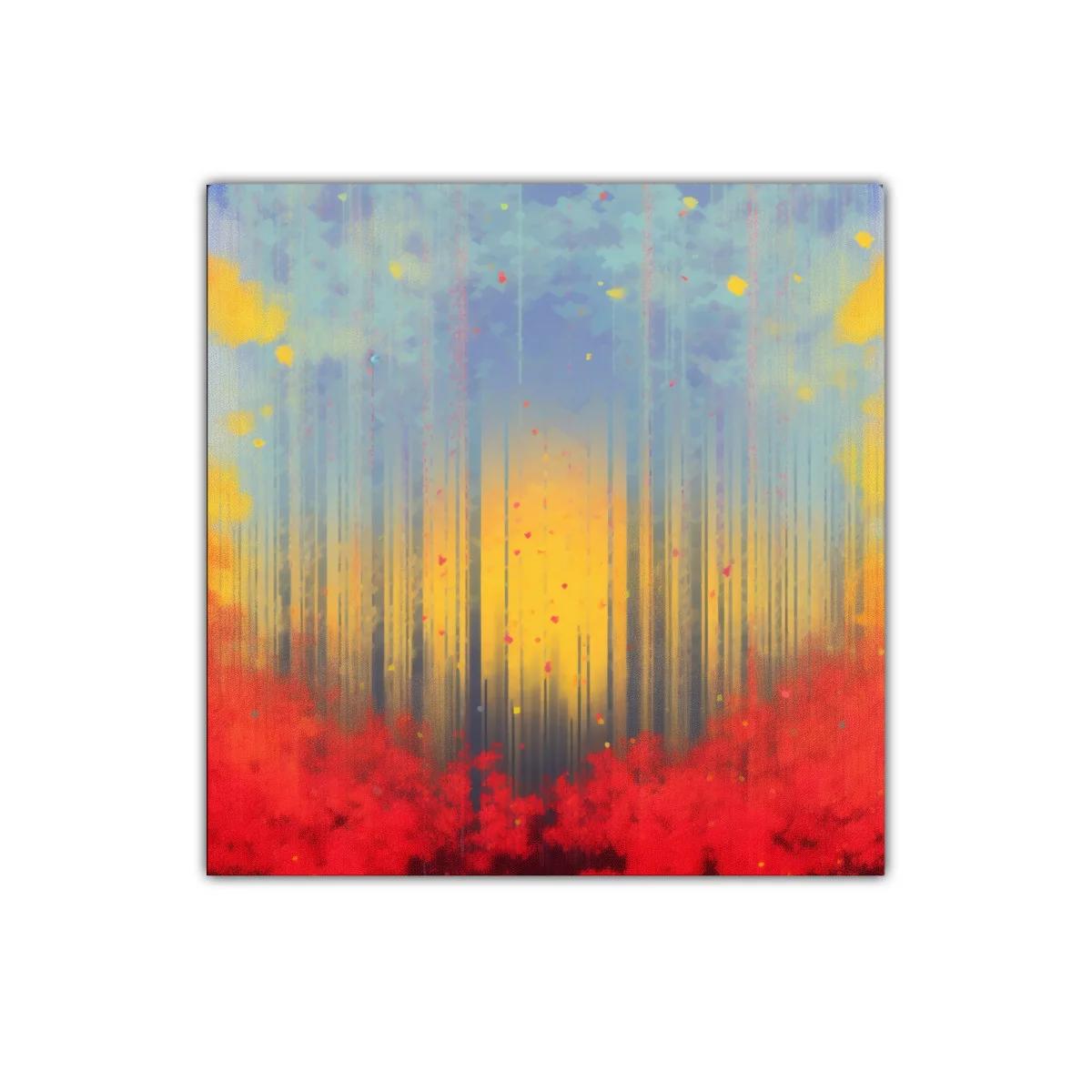 Bosque abstracto con tonos cálidos y fríos en armonía