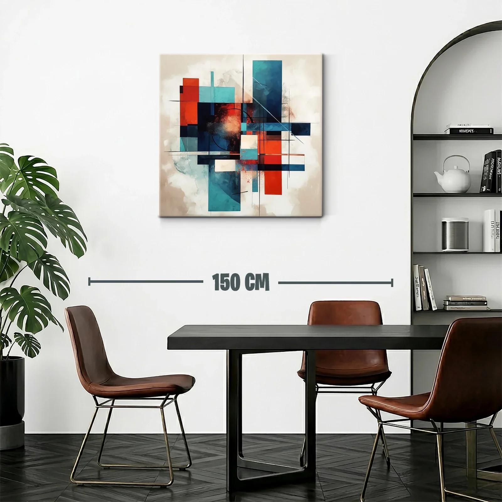Composición abstracta en azul y rojo con formas geométricas — miniatura 2