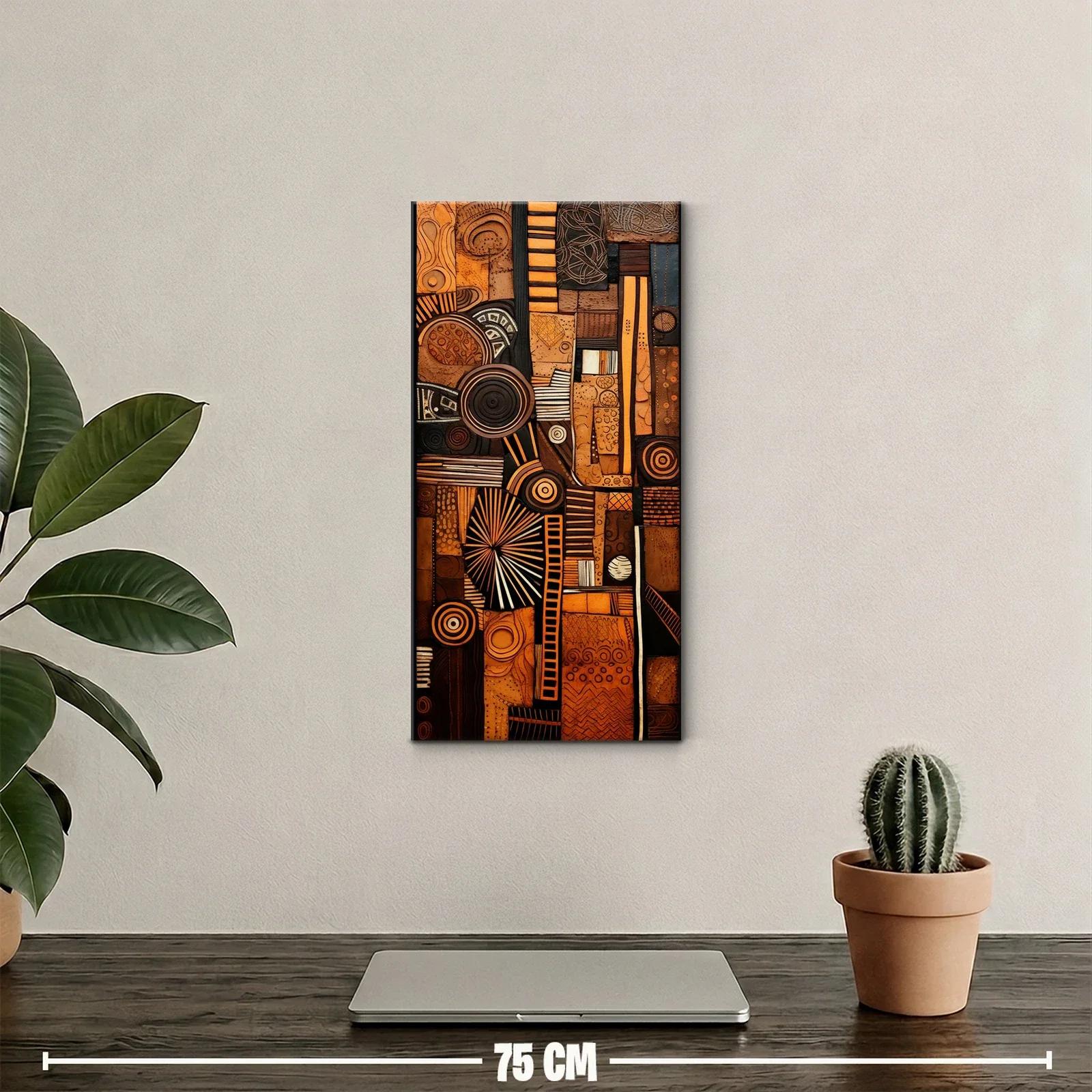 Cuadro mosaico abstracto con círculos concéntricos y rayos — miniatura 2